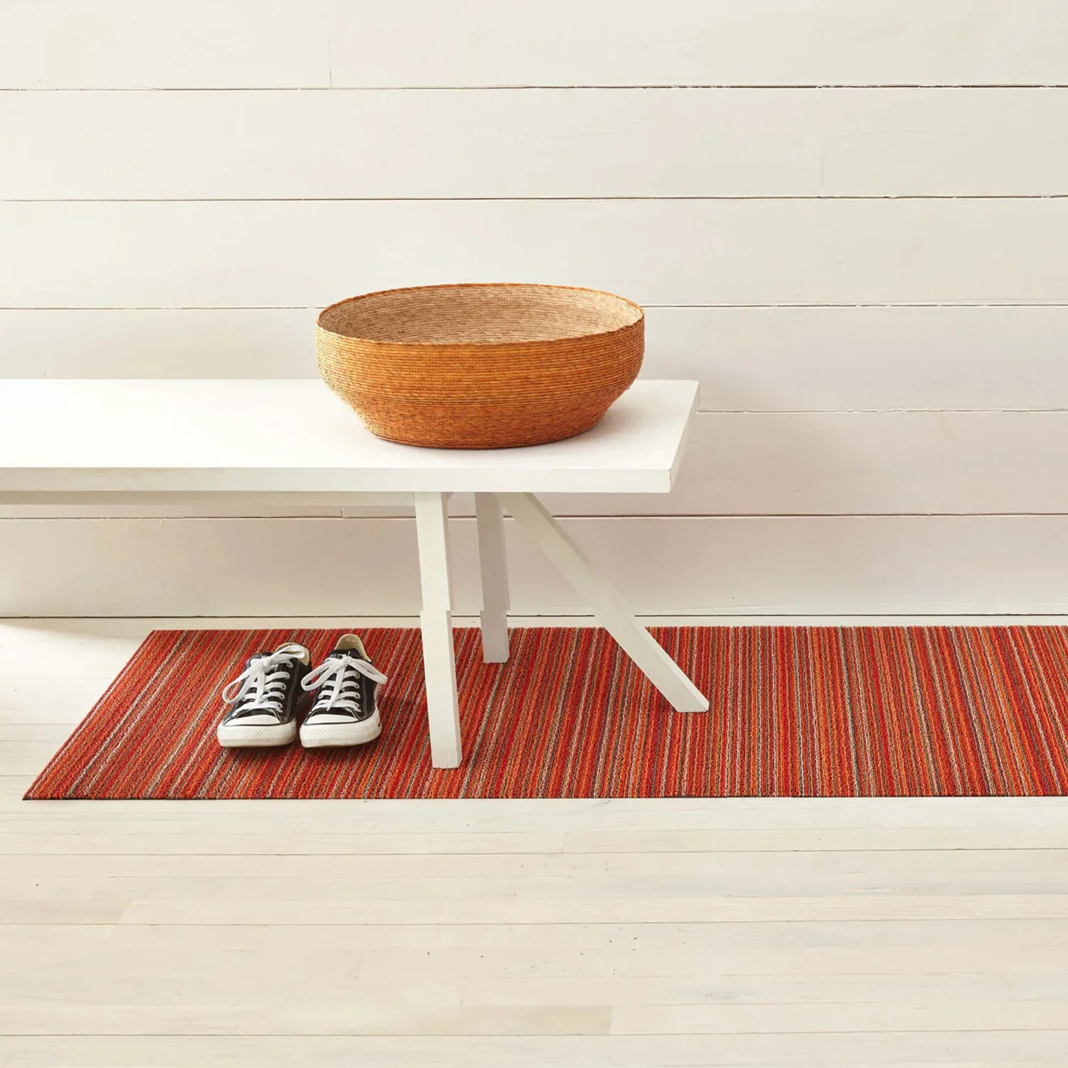 chilewich | shag runner mat 61x183cm (24x72") | skinny stripe orange - Image 2