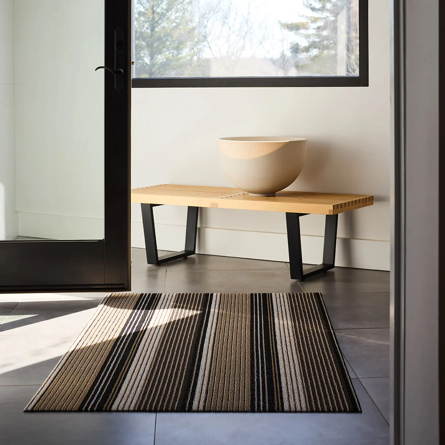 chilewich | shag big mat 91x152cm (36x60") | pleat stripe oyster - Image 2