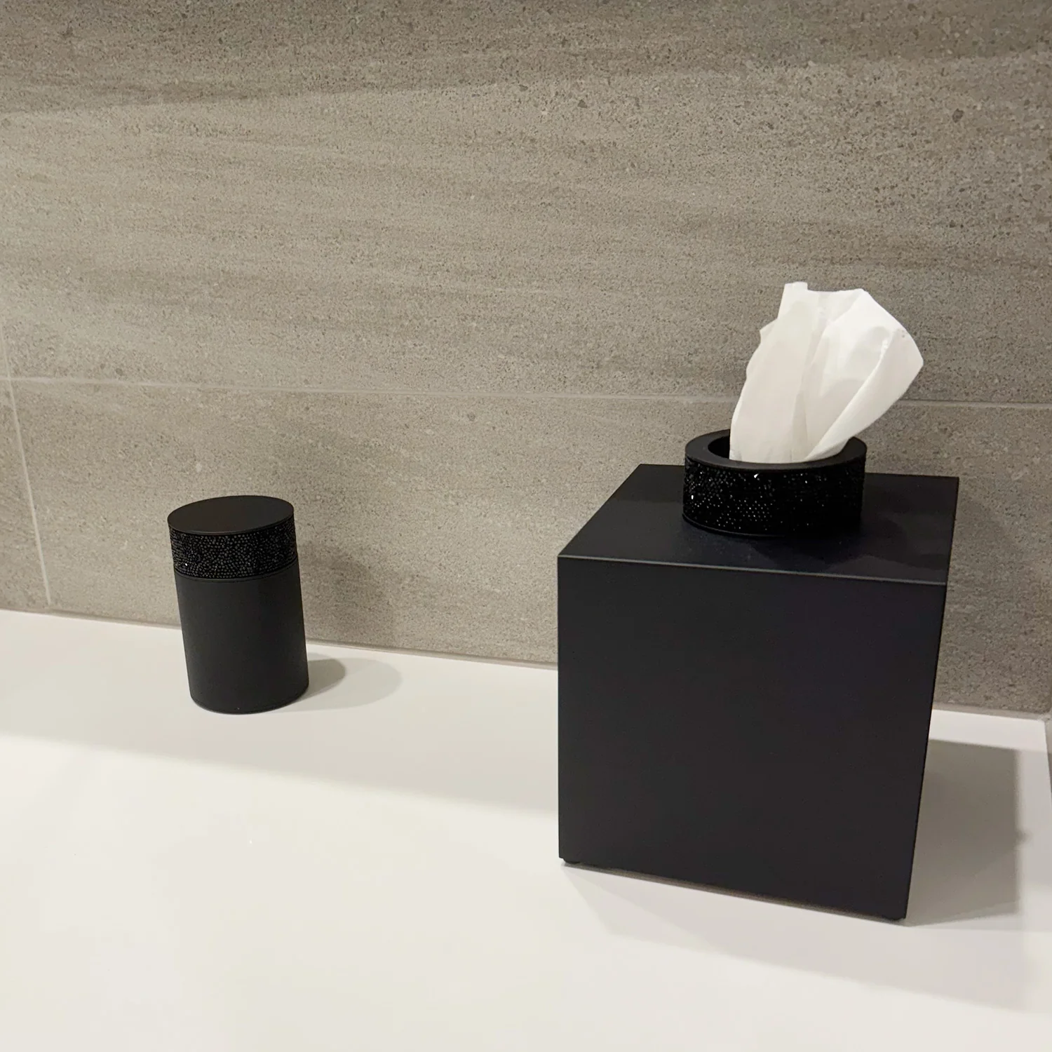 decor walther | ROCKS series | tissue box | matte black + swarovski crystals - Image 5