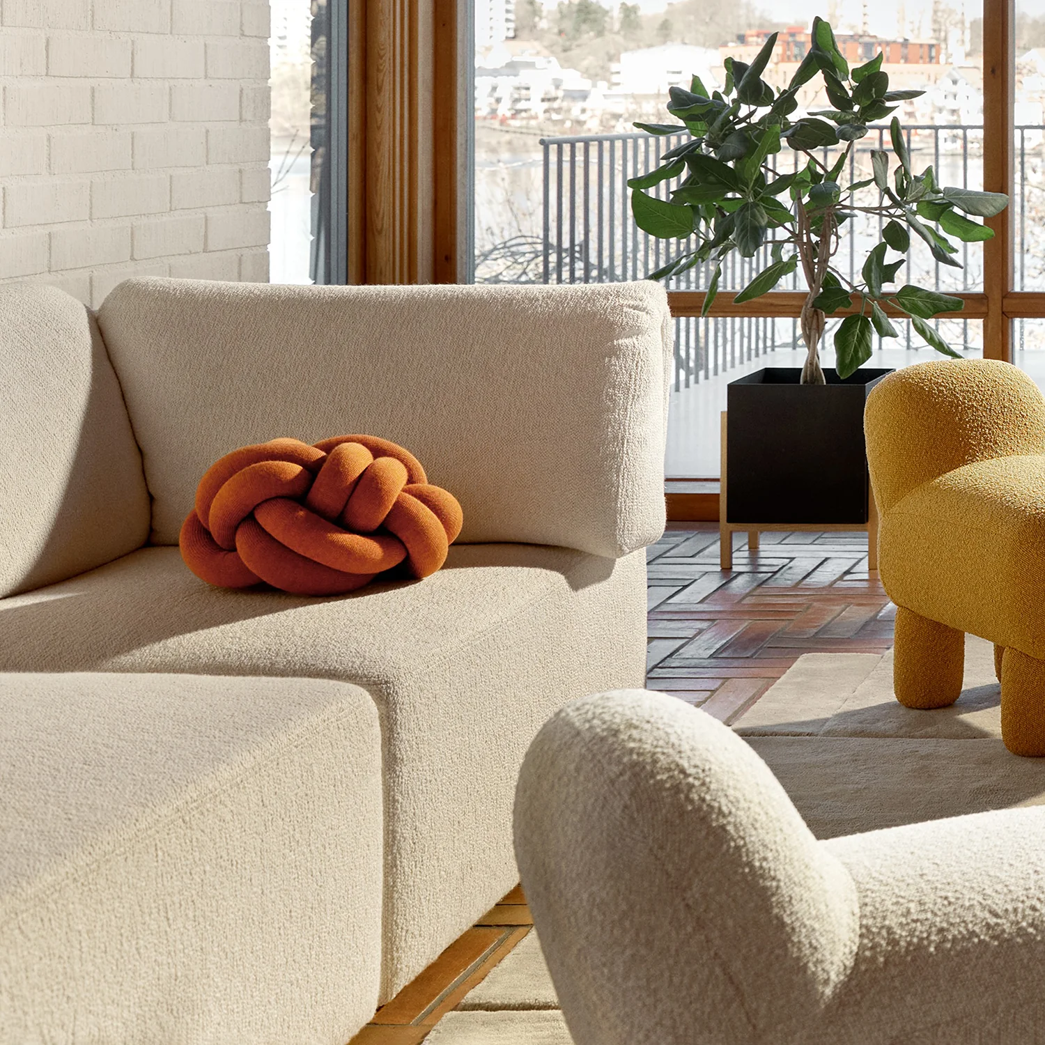 design house stockholm | knot cushion | ochre - Image 3