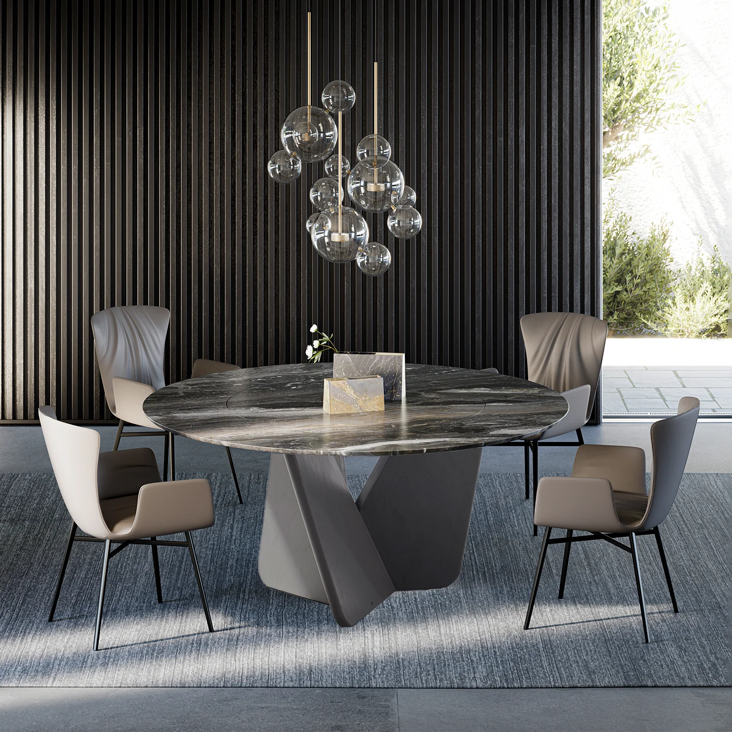 draenert | dexter chair | swivel base | black leather + charmelle cloud 55 - Image 7