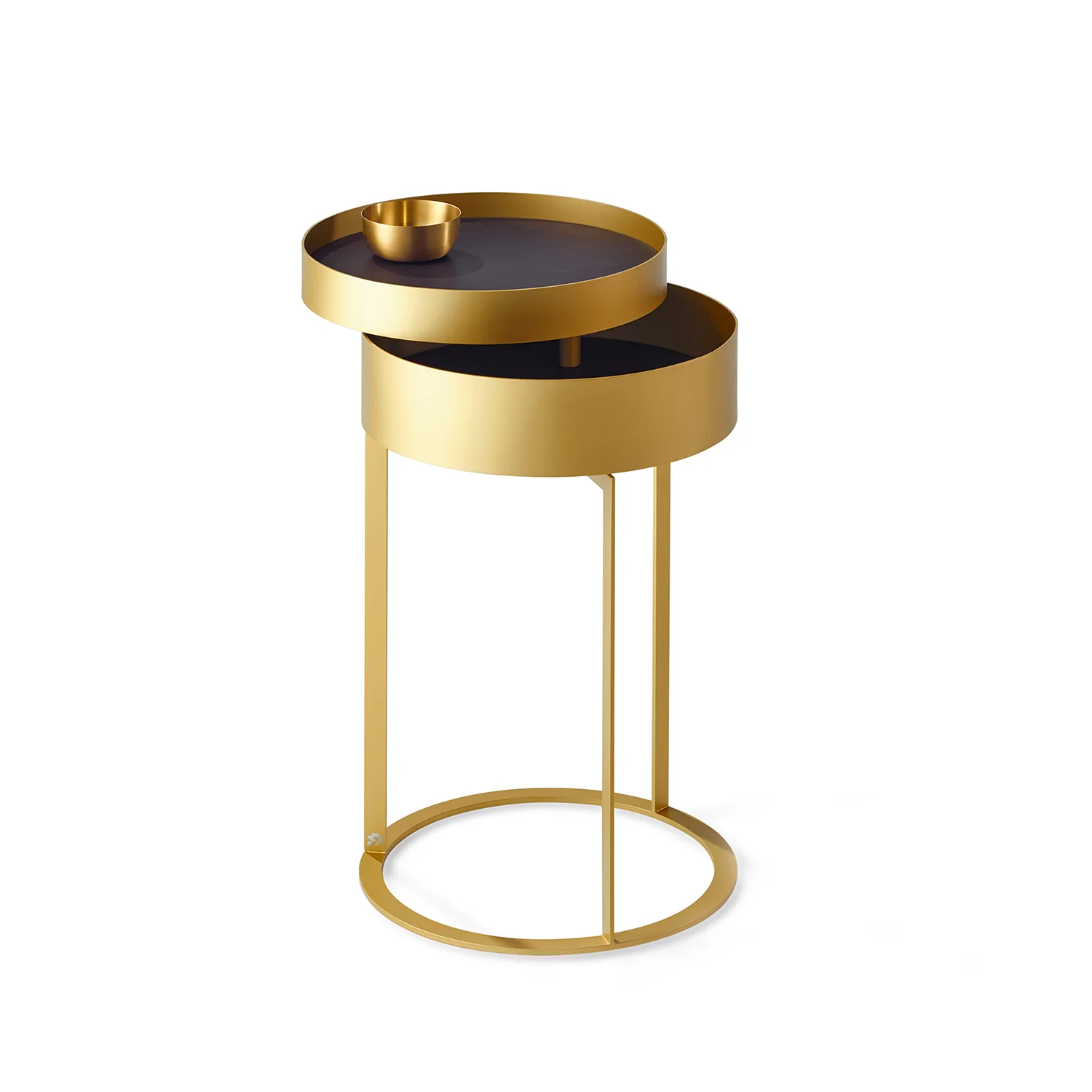 draenert | night side table with swivel top | matrix stone + leather 89001 + black frame - Image 8