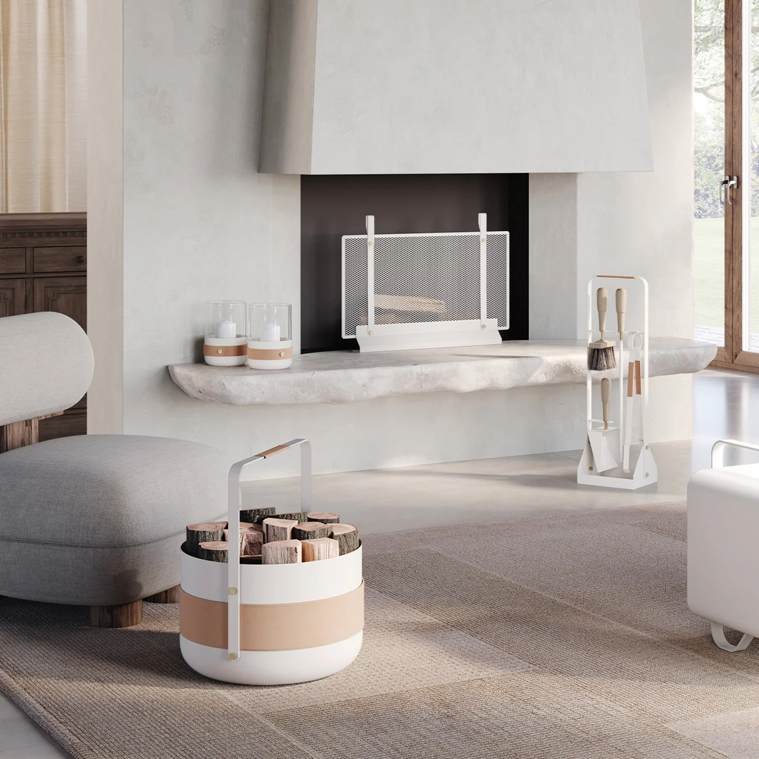 eldvarm | emma wood basket | blanc - Image 3