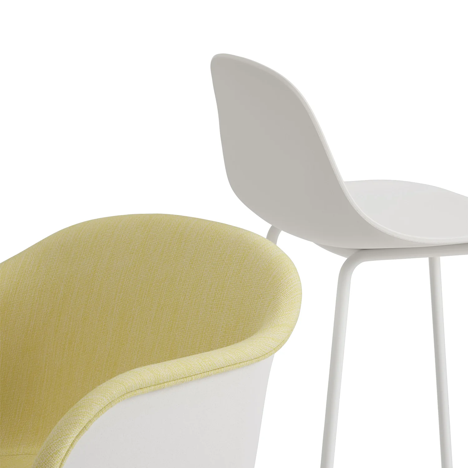 muuto | fiber counter stool backrest | tube base | natural white recycled + white - Image 4