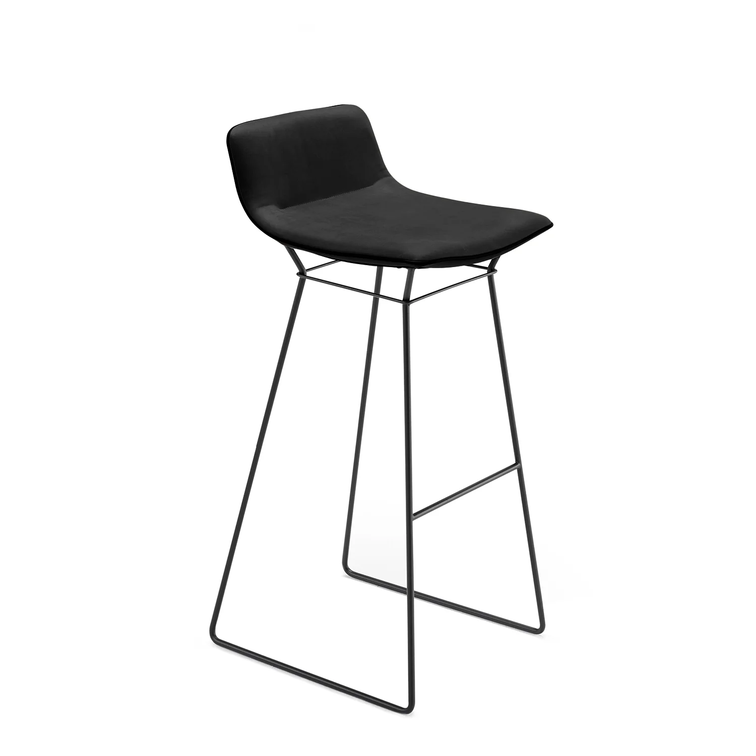 freifrau | amelie barstool low | wire frame deep black | orient ebony (black) leather