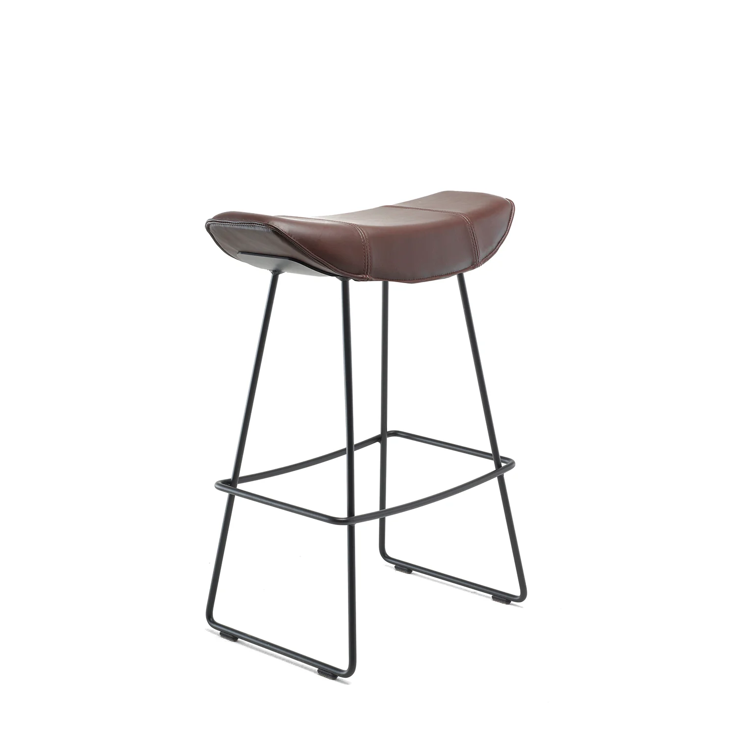 freifrau | kya kitchen stool 63cm | muscat cacao leather + steel bronze glaze wire frame