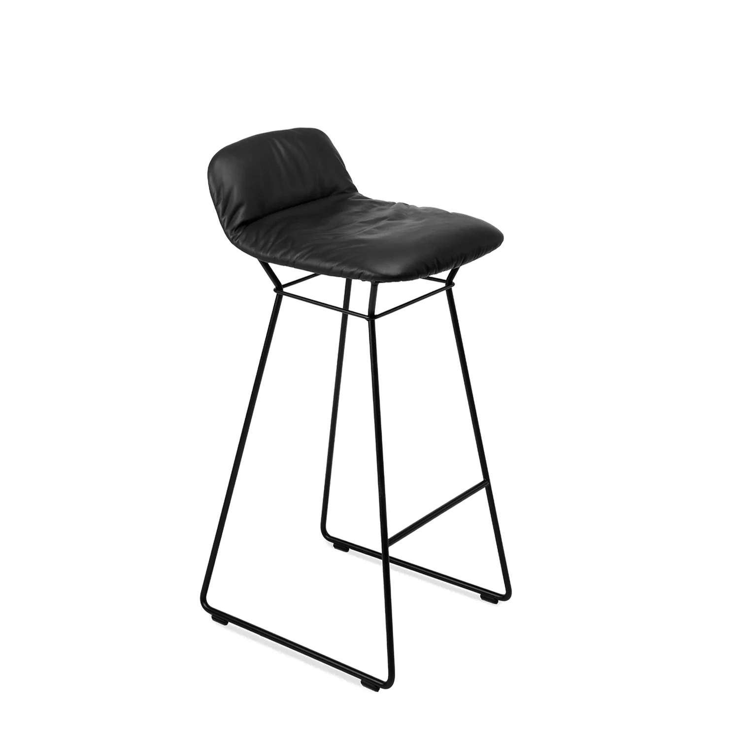 freifrau | leya barstool low | wire frame | sahara ebony (black) leather