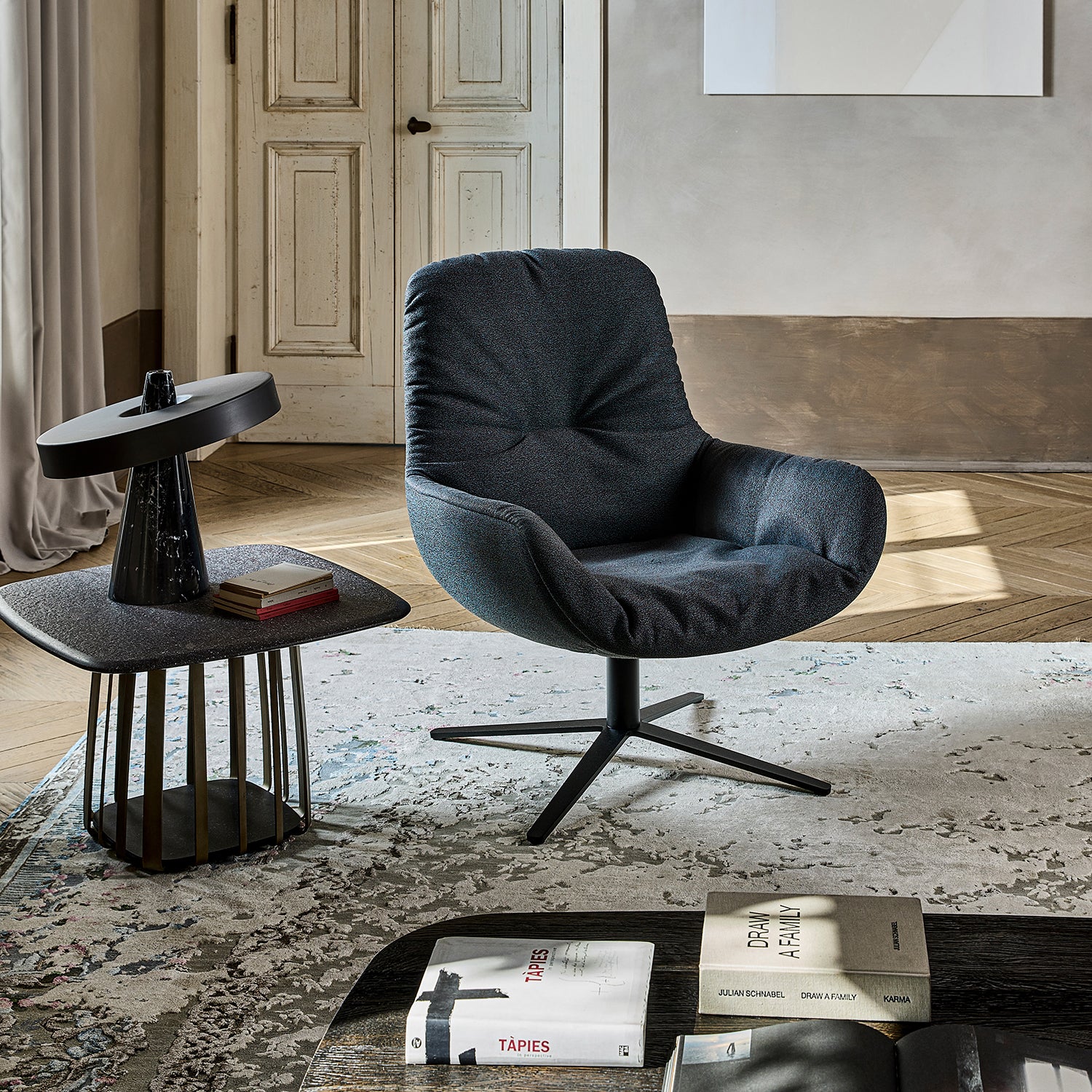 freifrau | leya lounge chair | x-base frame | sahara stone leather - Image 3
