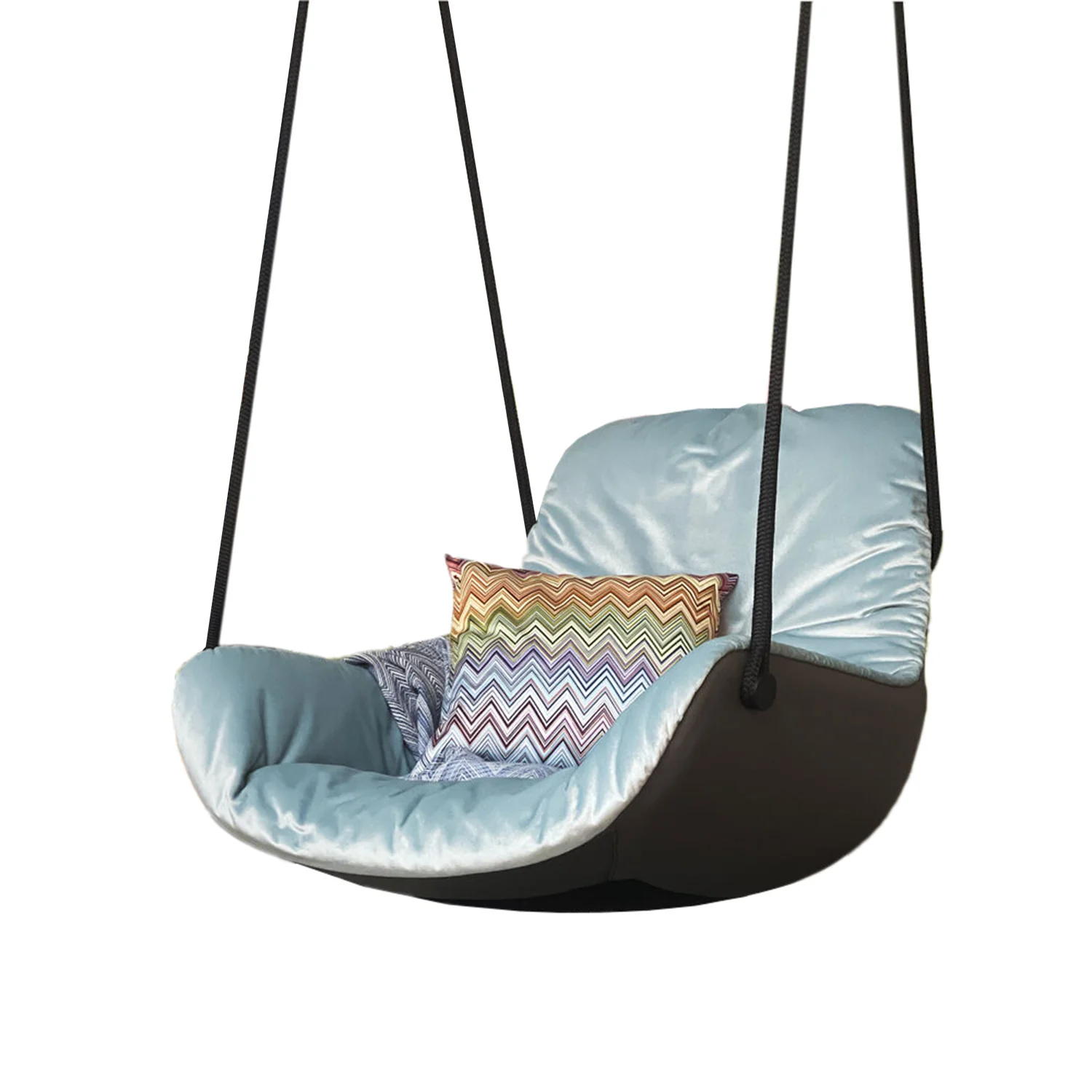freifrau | leya lounge swing seat | avalon 0045 light blue + sahara plaza leather - EX DISPLAY