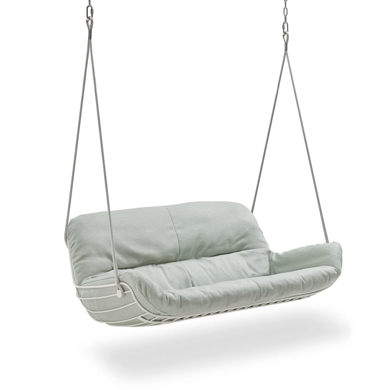 freifrau | leyasol outdoor lounge couch double swing seat | black frame | lopi charcoal | silver ropes - Image 7