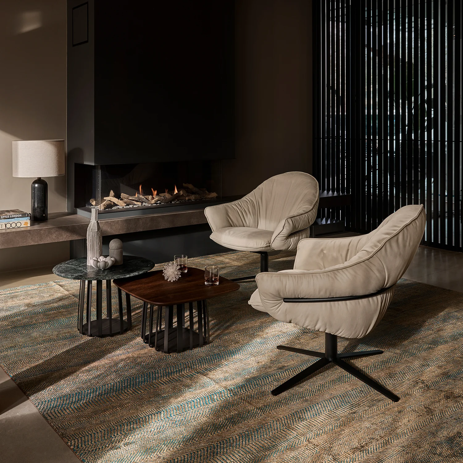 freifrau | marie lounge chair | x-base with rocker + tilting mechanism | adamo + eva tabacco + deep black frame - Image 7