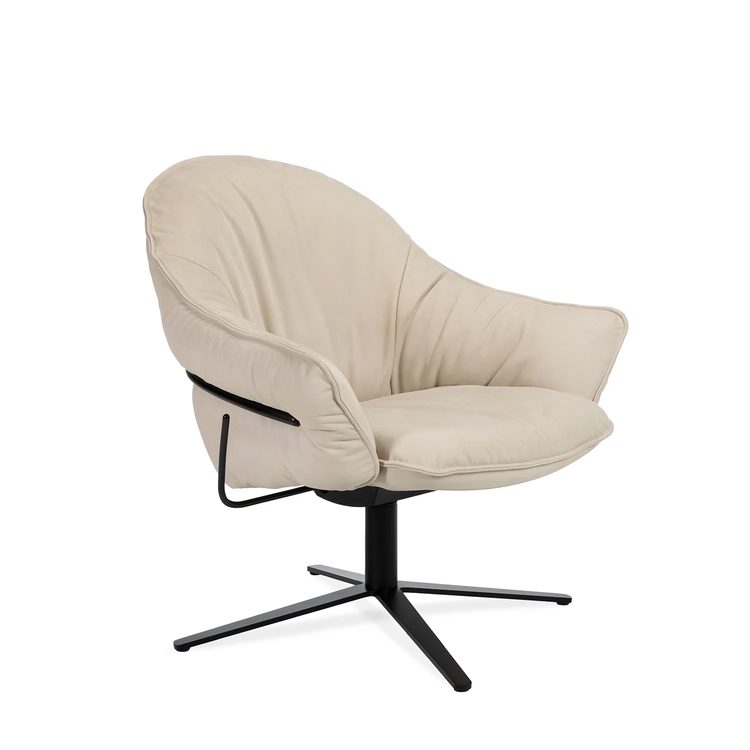 freifrau | marie lounge chair | x-base with rocker + tilting mechanism | adamo + eva tabacco + deep black frame - Image 6
