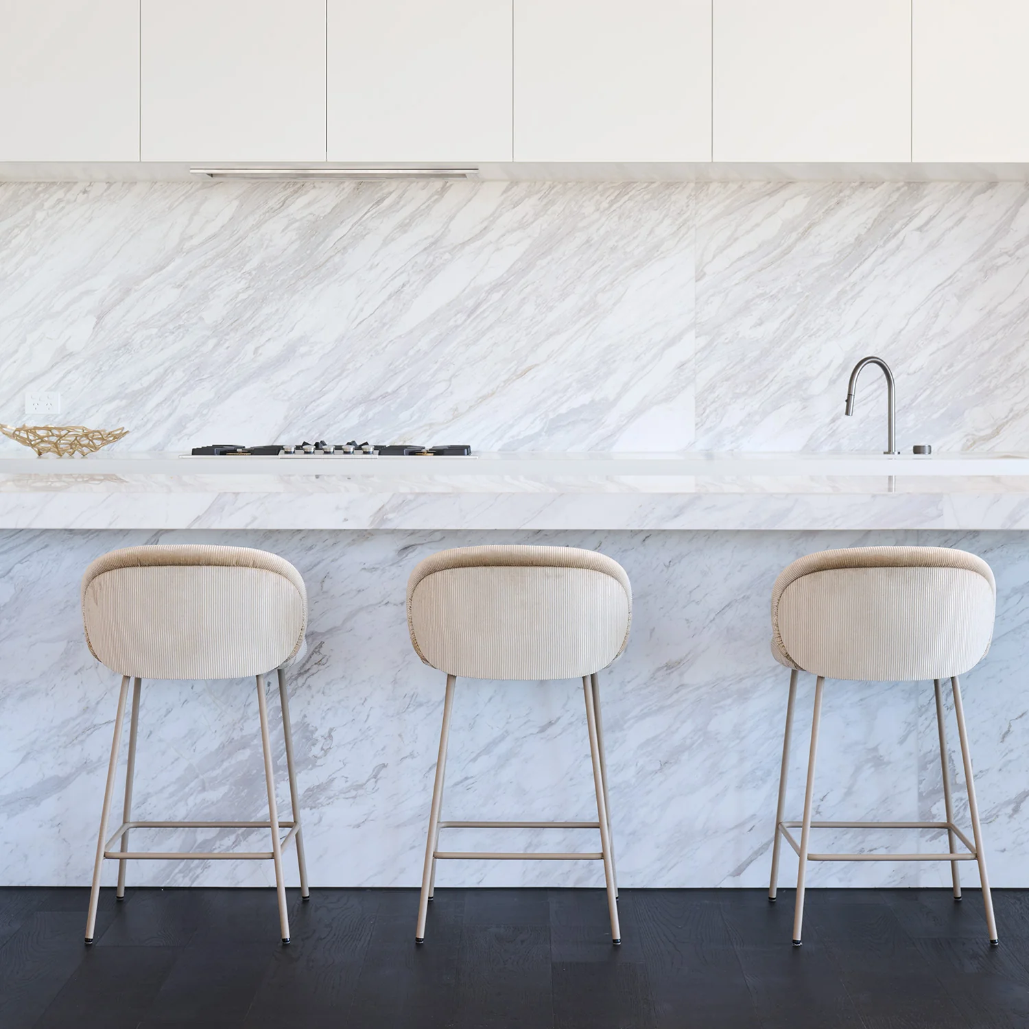 freifrau | ona kitchen stool 65cm | riga mastic + grey beige frame