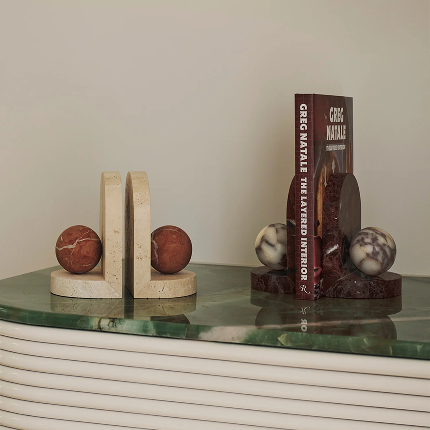 greg natale | blitz marble bookend set | travertine + coral - Image 2