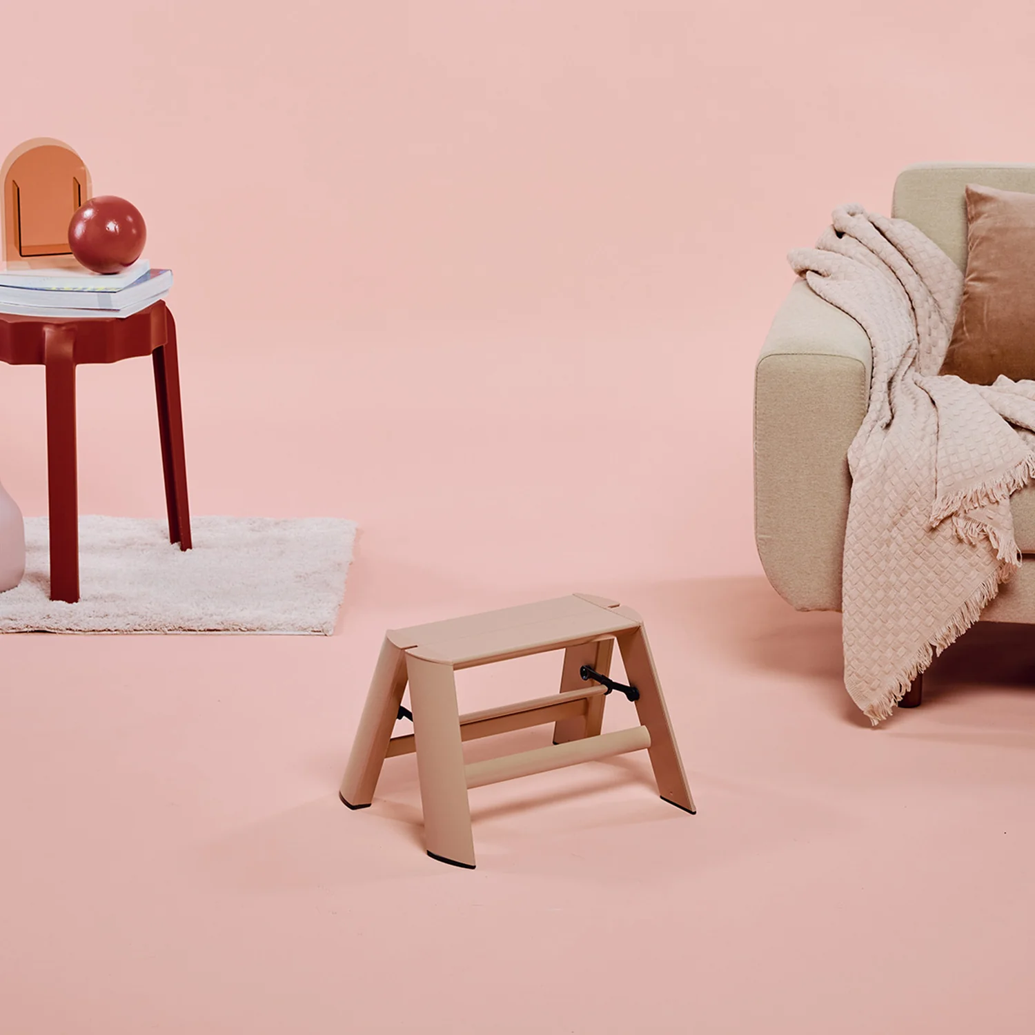 hasegawa | lucano 1 step ladder | peach brown - Image 4