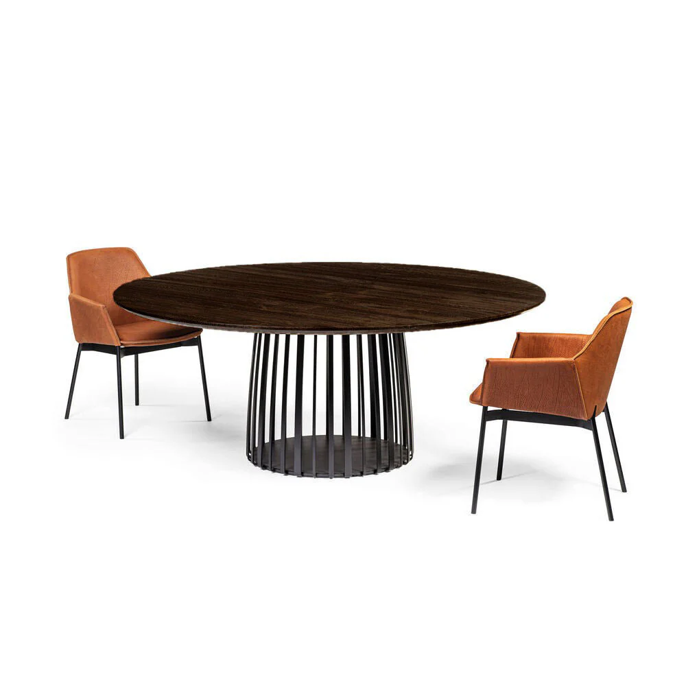 janua | bc 07 basket table round | anthracite smoked oak + black base 170cm