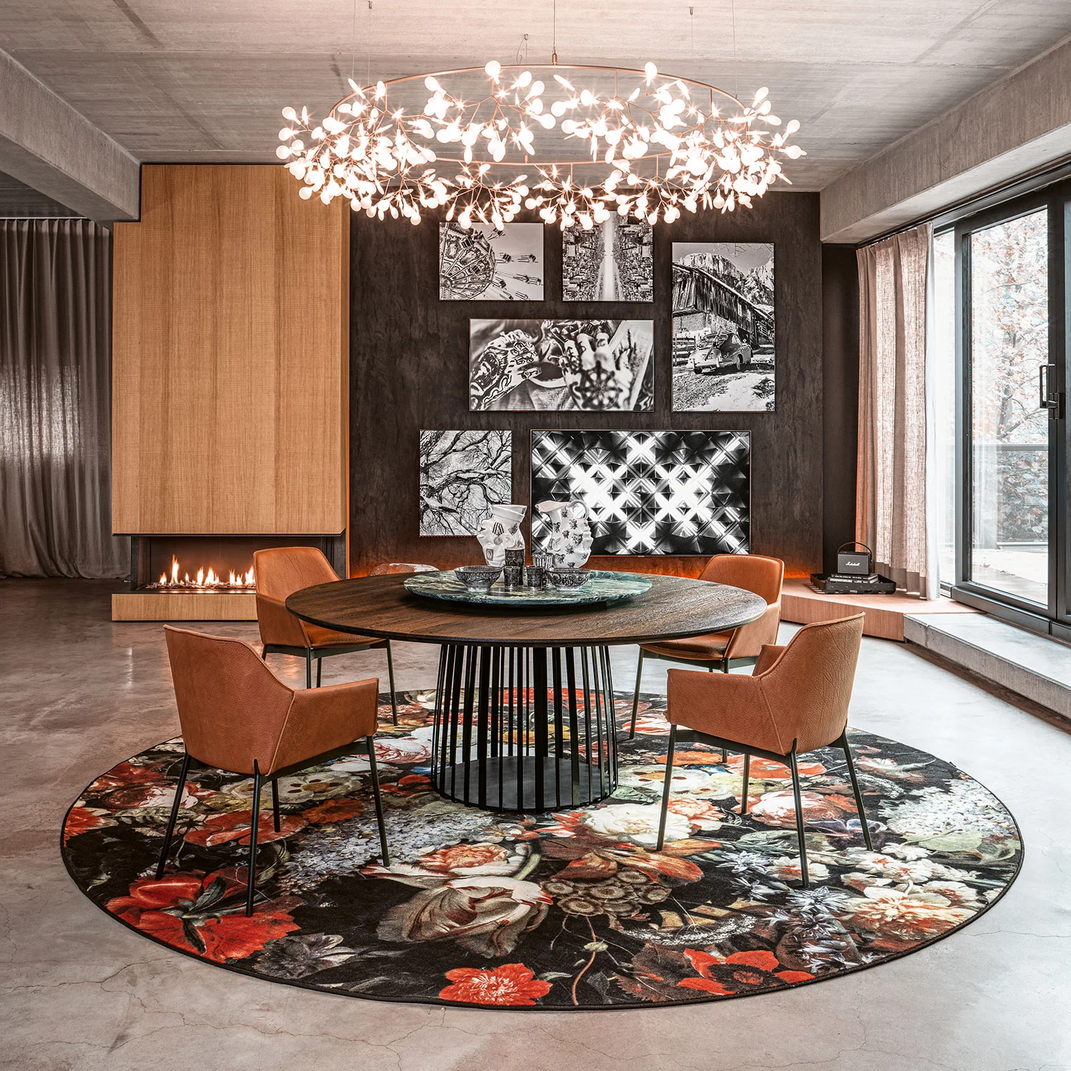 janua | bc 07 basket table round | anthracite smoked oak + black base 170cm - Image 2