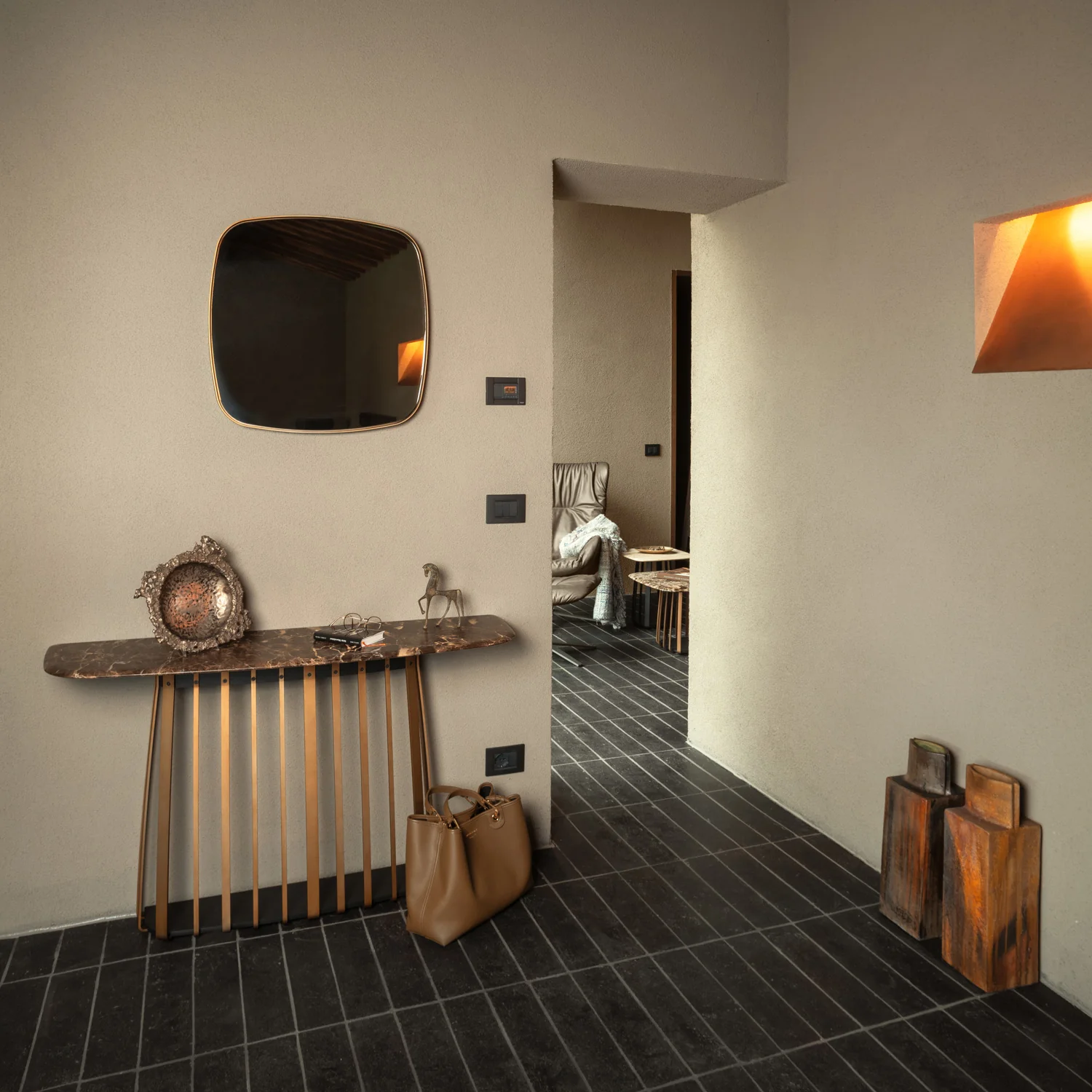 janua | bc 10 basket console table | earth blue stone + black base - Image 4