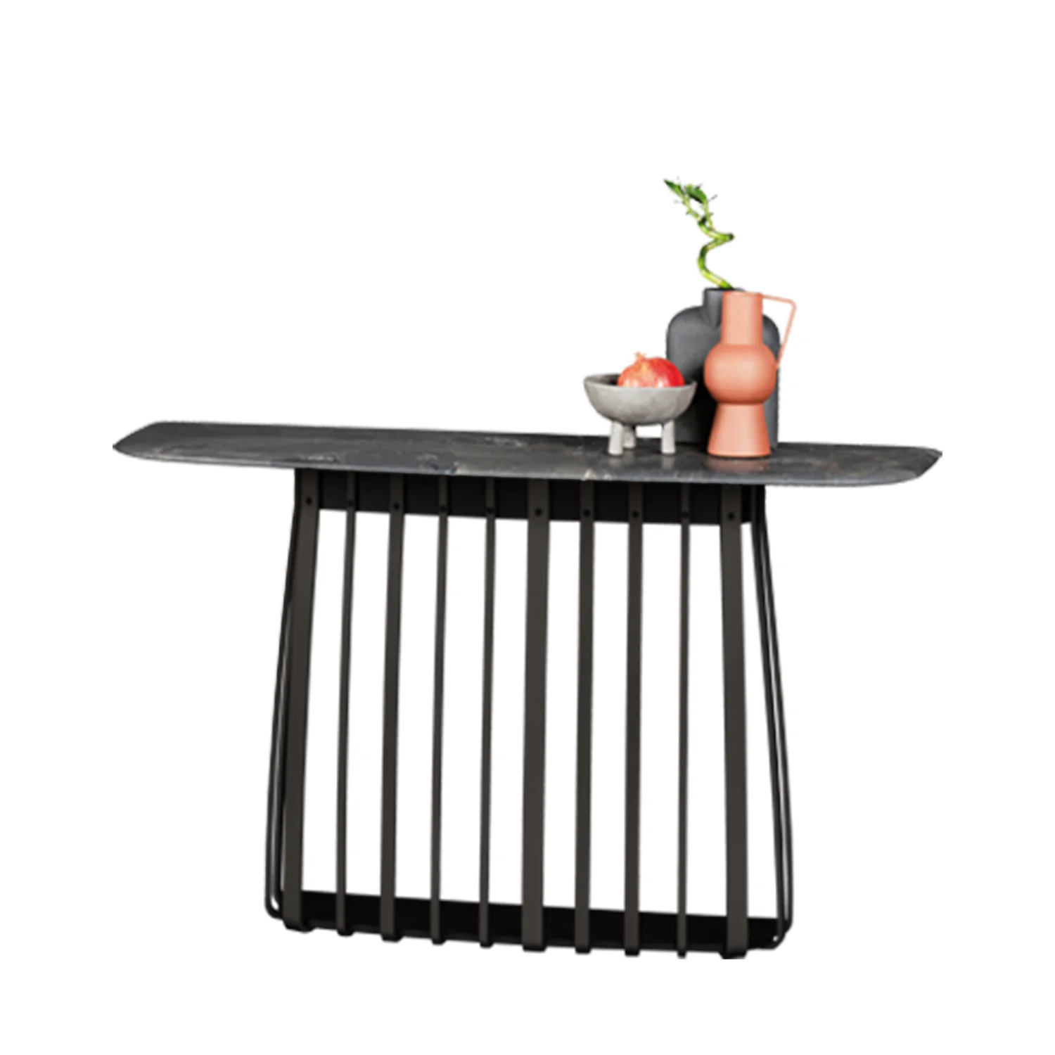 janua | bc 10 basket console table | earth blue stone + black base - Image 9