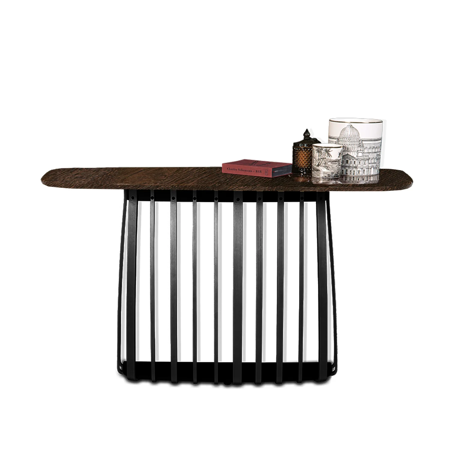 janua | bc 10 basket console table | oak + black base - Image 4
