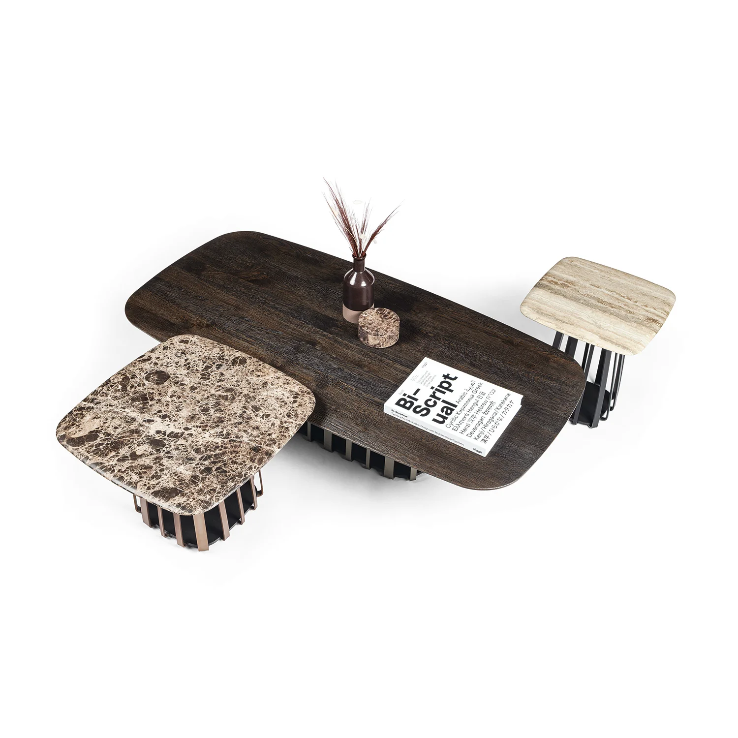 janua | bc 09 basket coffee table rectangular | anthracite smoked oak + black base - Image 3