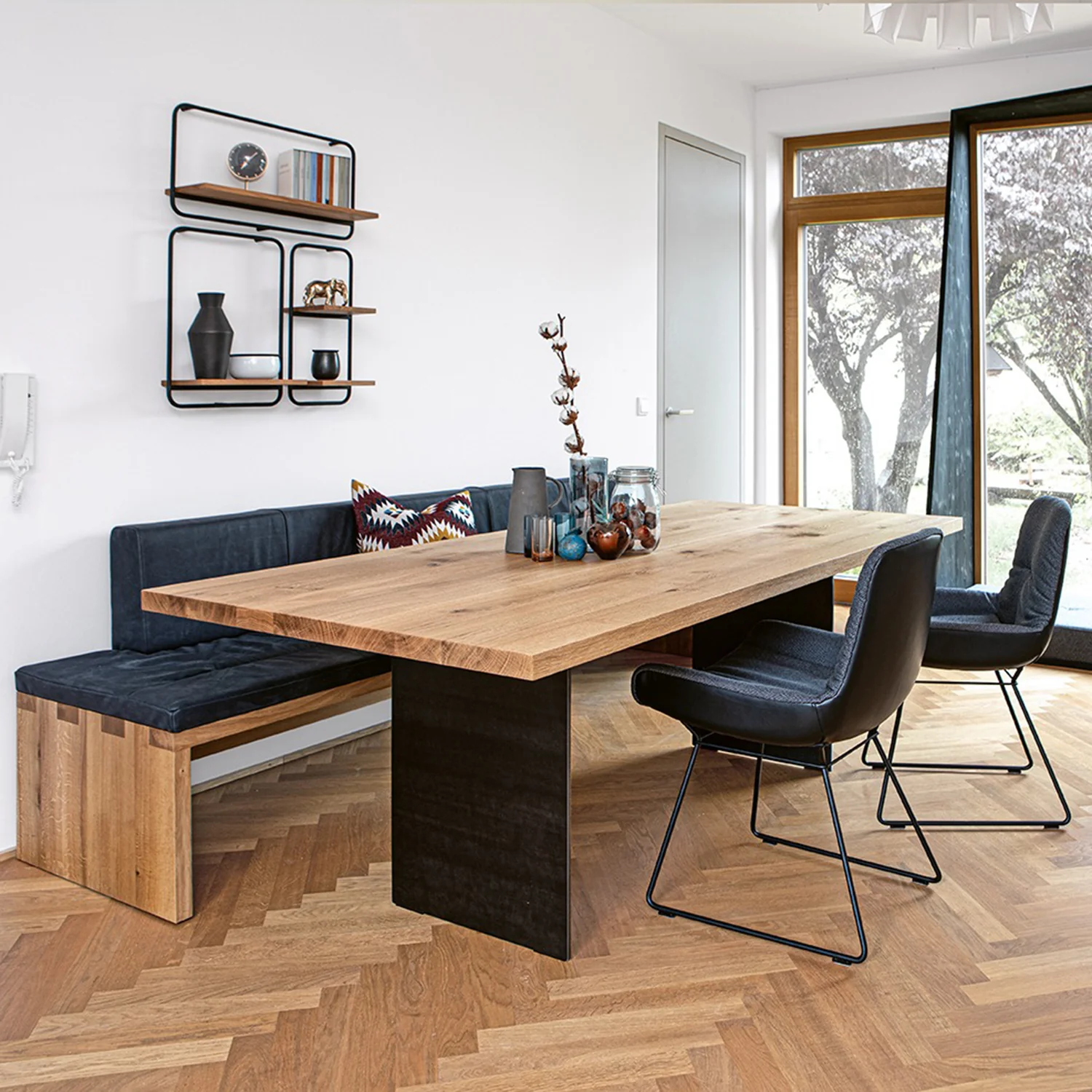 janua | sc 41 table | white smoked oak raw + steel bronze glaze base 300x110cm - Image 3
