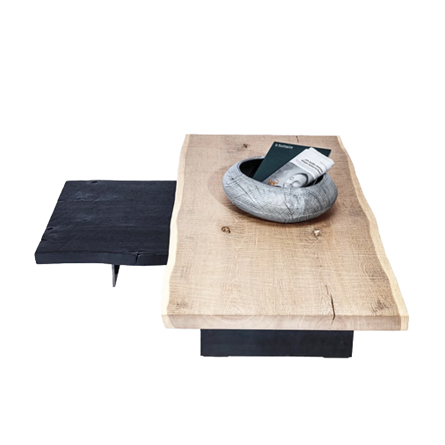 janua | sk 03 coffee table | white smoked oak + black base 160x80cm - Image 3