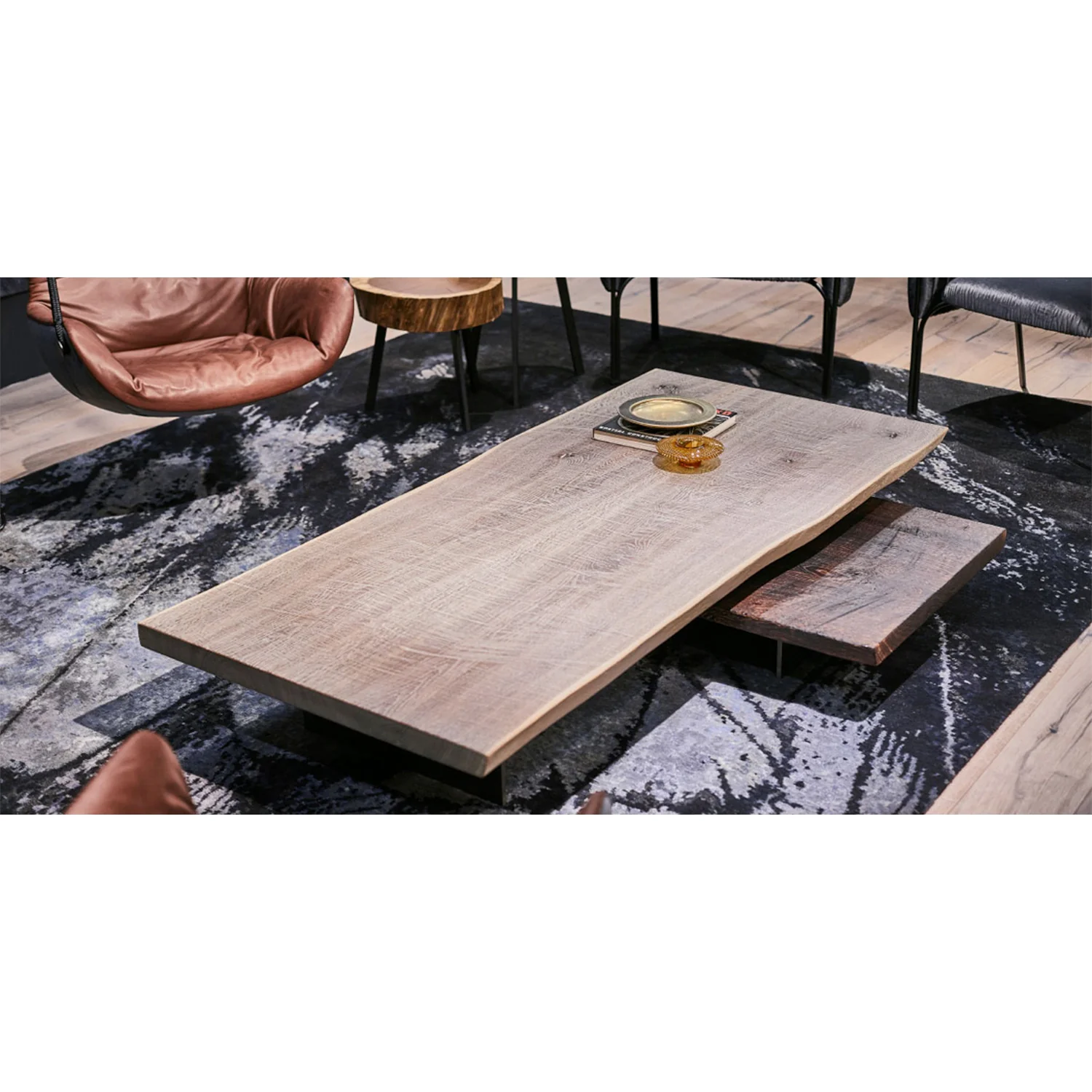 janua | sk 03 coffee table | white smoked oak + black base 160x80cm - Image 6