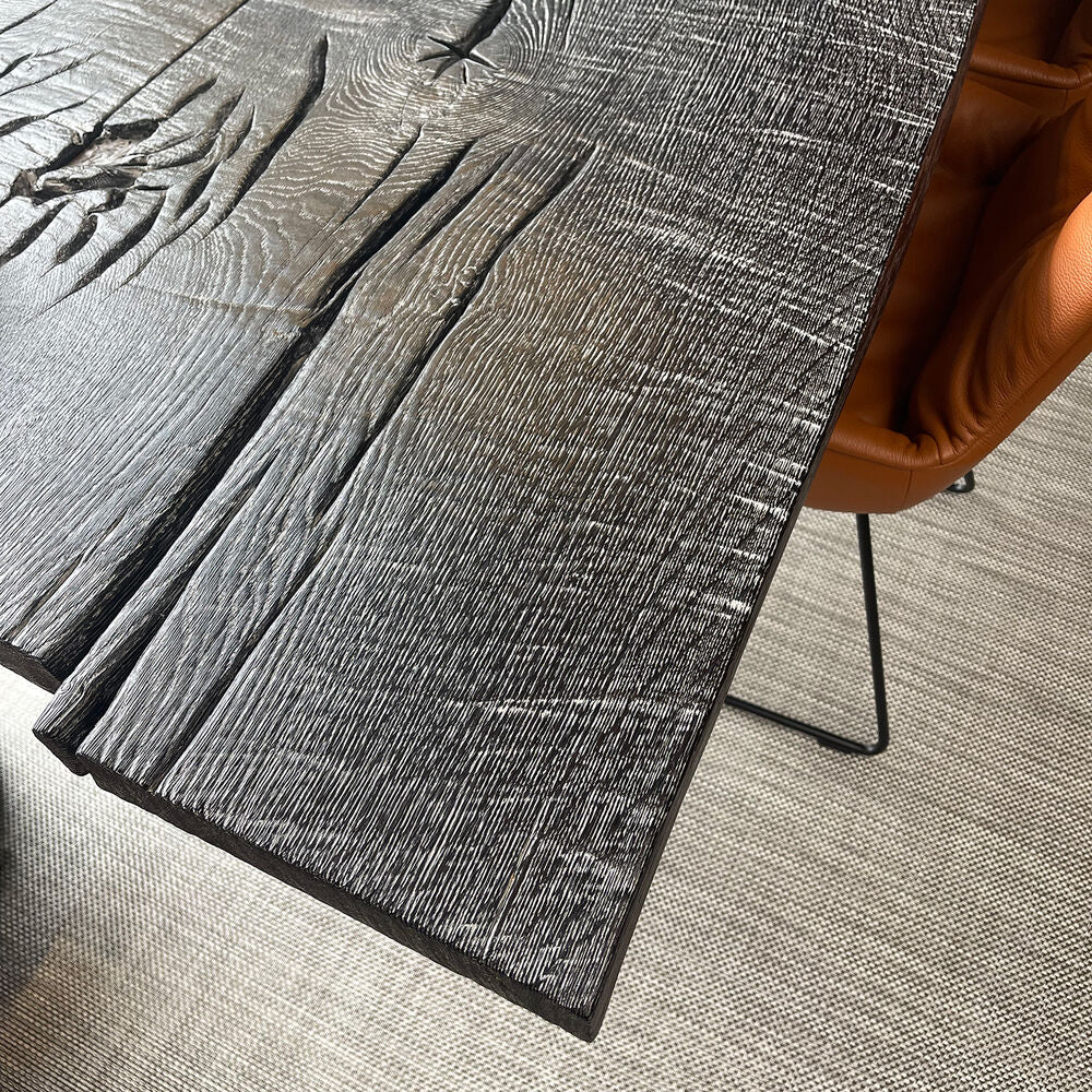 janua | sk 08 butterfly table | charburned oak grey shade + black base 300x100cm - Image 5