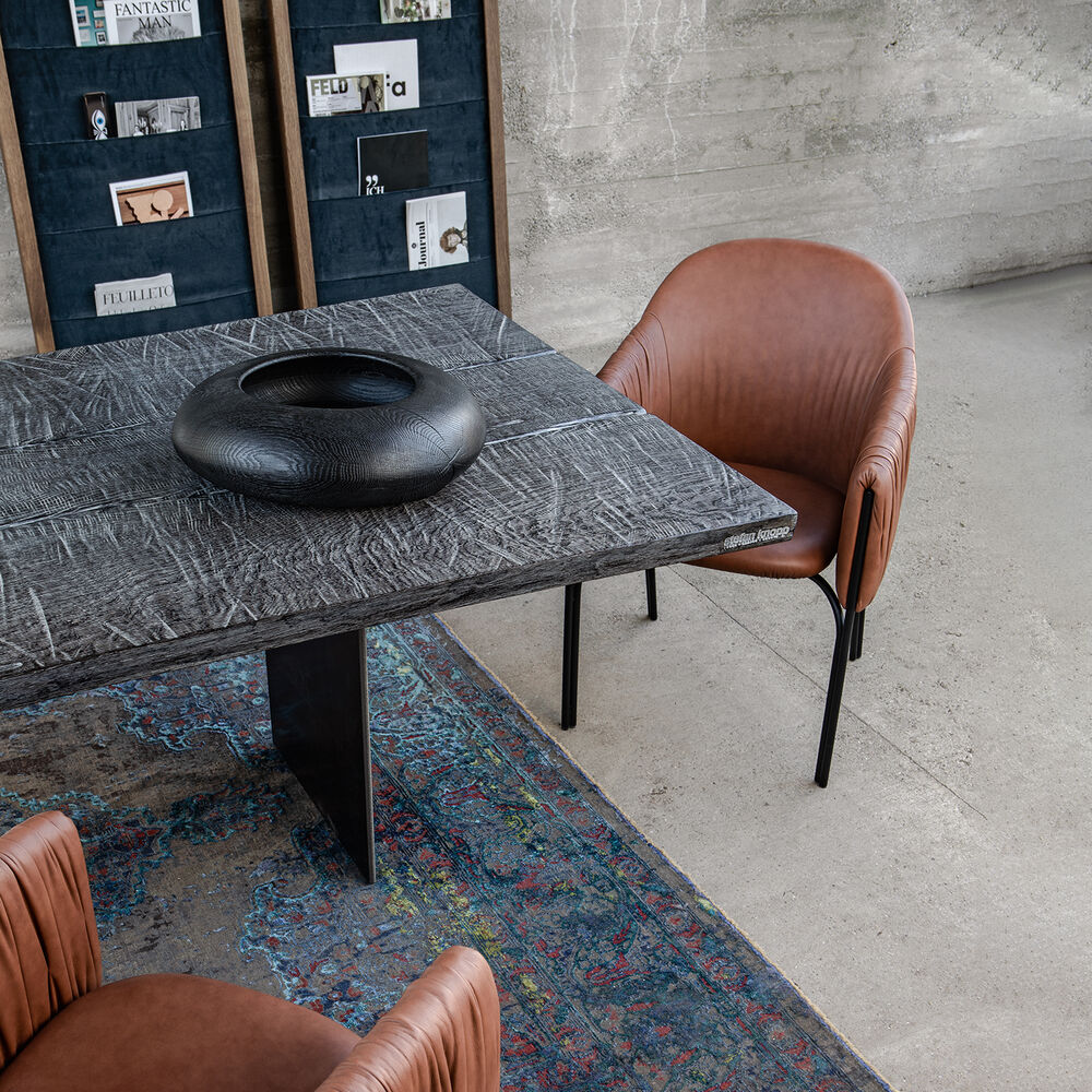 janua | sk 08 butterfly table | charburned oak grey shade + black base 300x100cm - Image 3