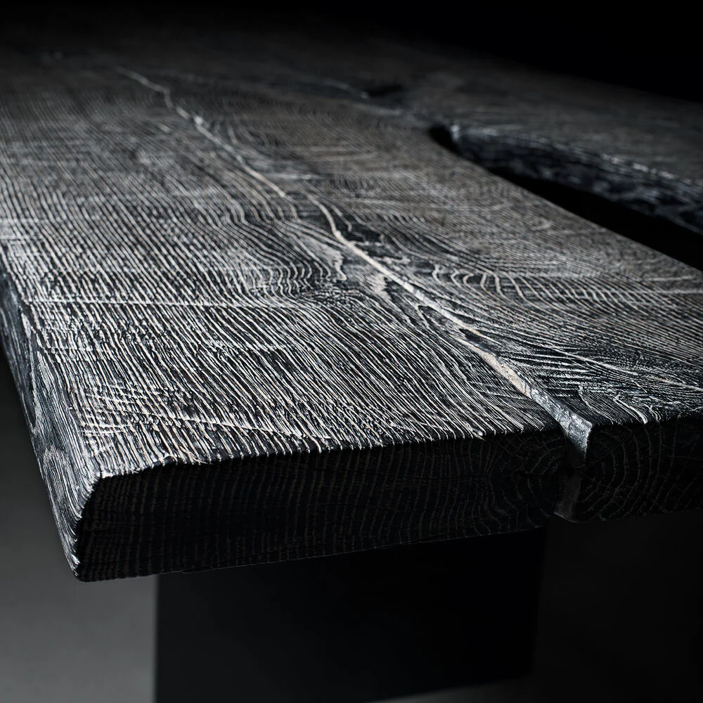 janua | sk 08 butterfly table | charburned oak grey shade + black base 300x100cm - Image 9