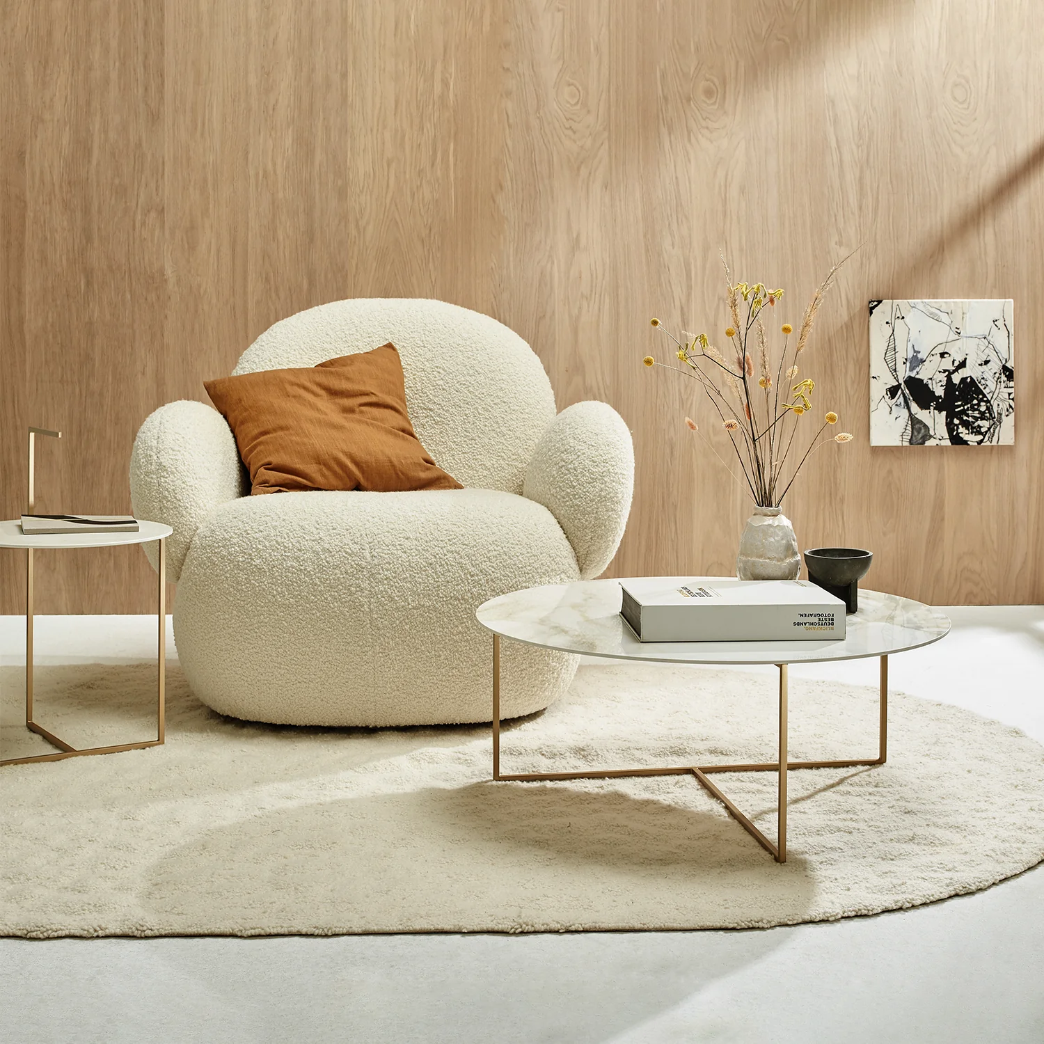moeller design | CARRY coffee table | white calacatta ceramic + gold frame - Image 4