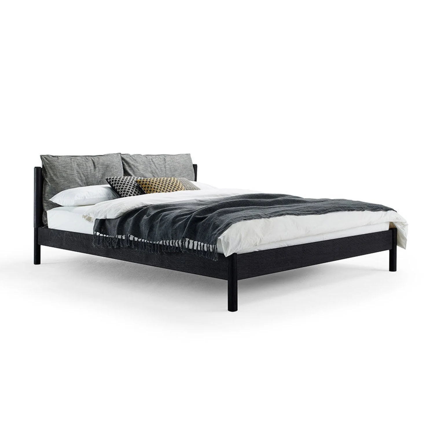 moeller design | LIV king bed | stained oak + black leather - Image 3