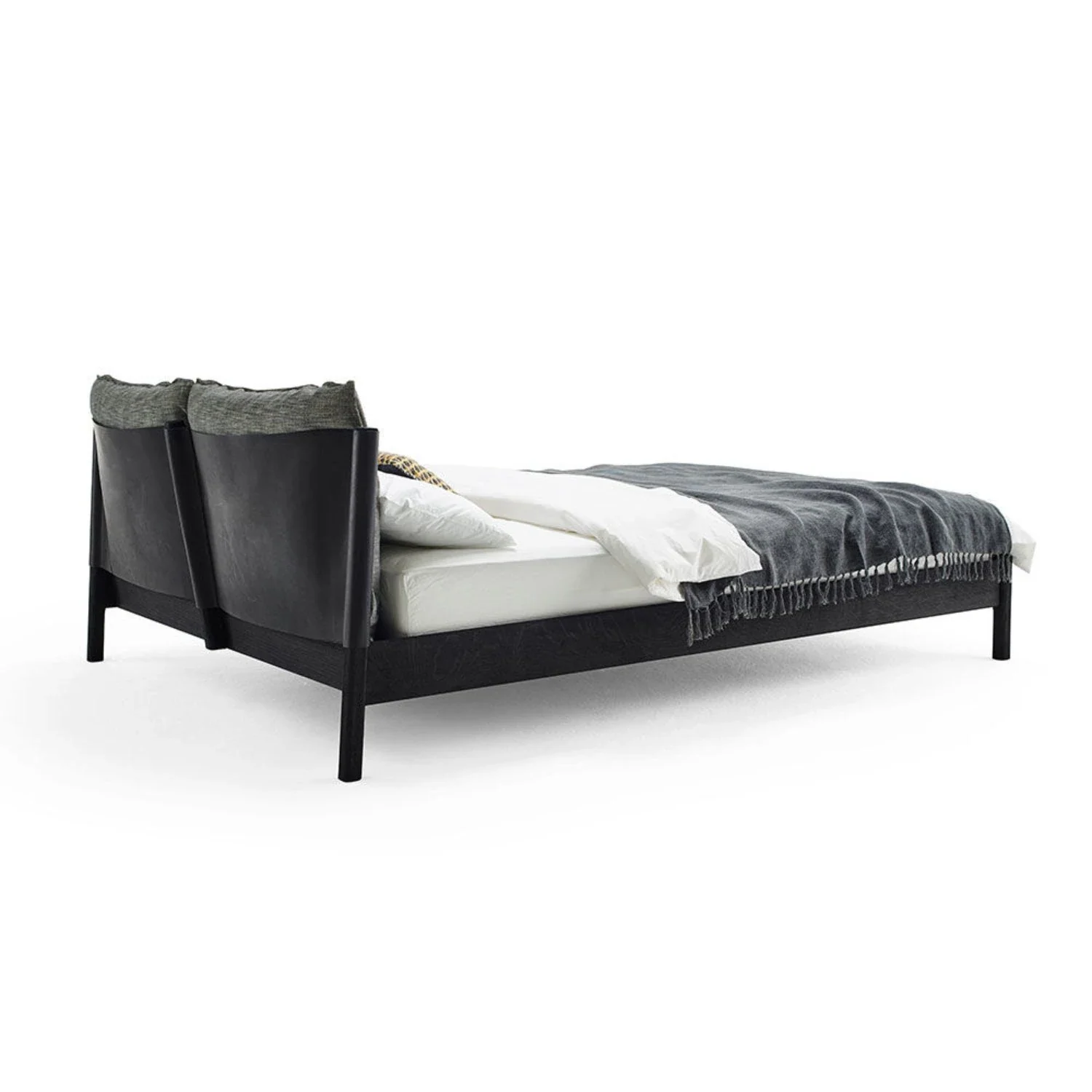 moeller design | LIV queen bed | stained oak + black leather - Image 11