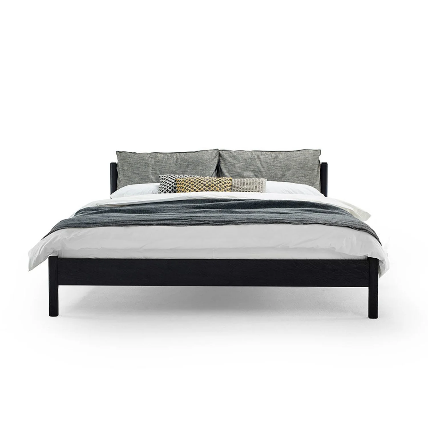 moeller design | LIV queen bed | stained oak + black leather - Image 3