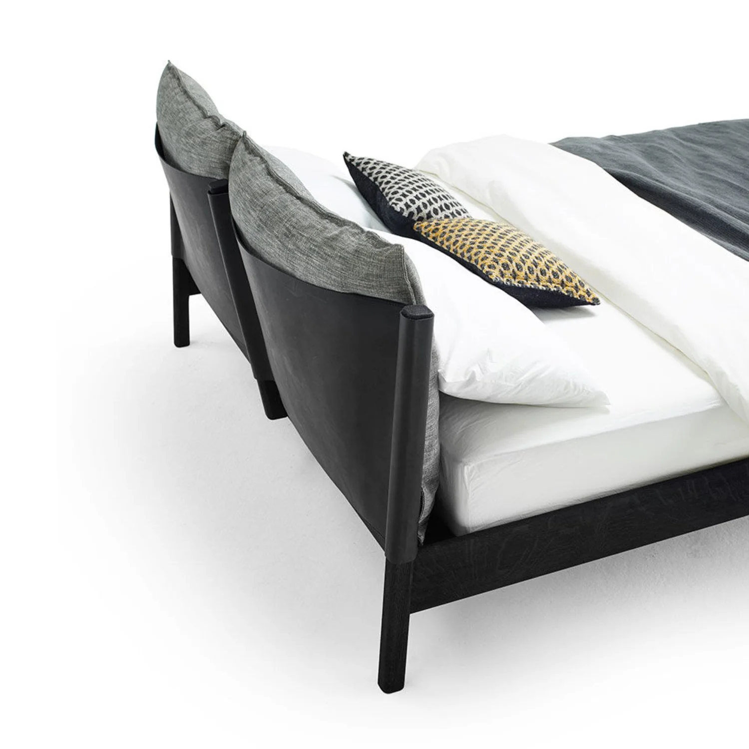 moeller design | LIV queen bed | stained oak + black leather - Image 4