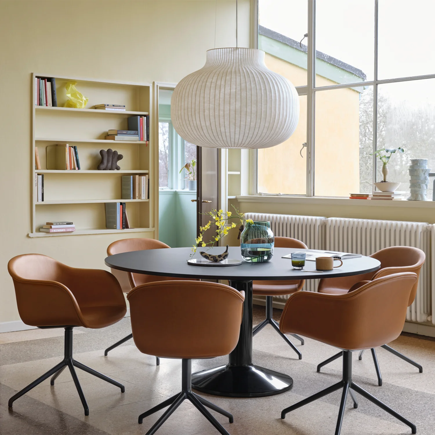 muuto | fiber armchair | swivel base | tan easy leather + anthracite black ~ DC - Image 3