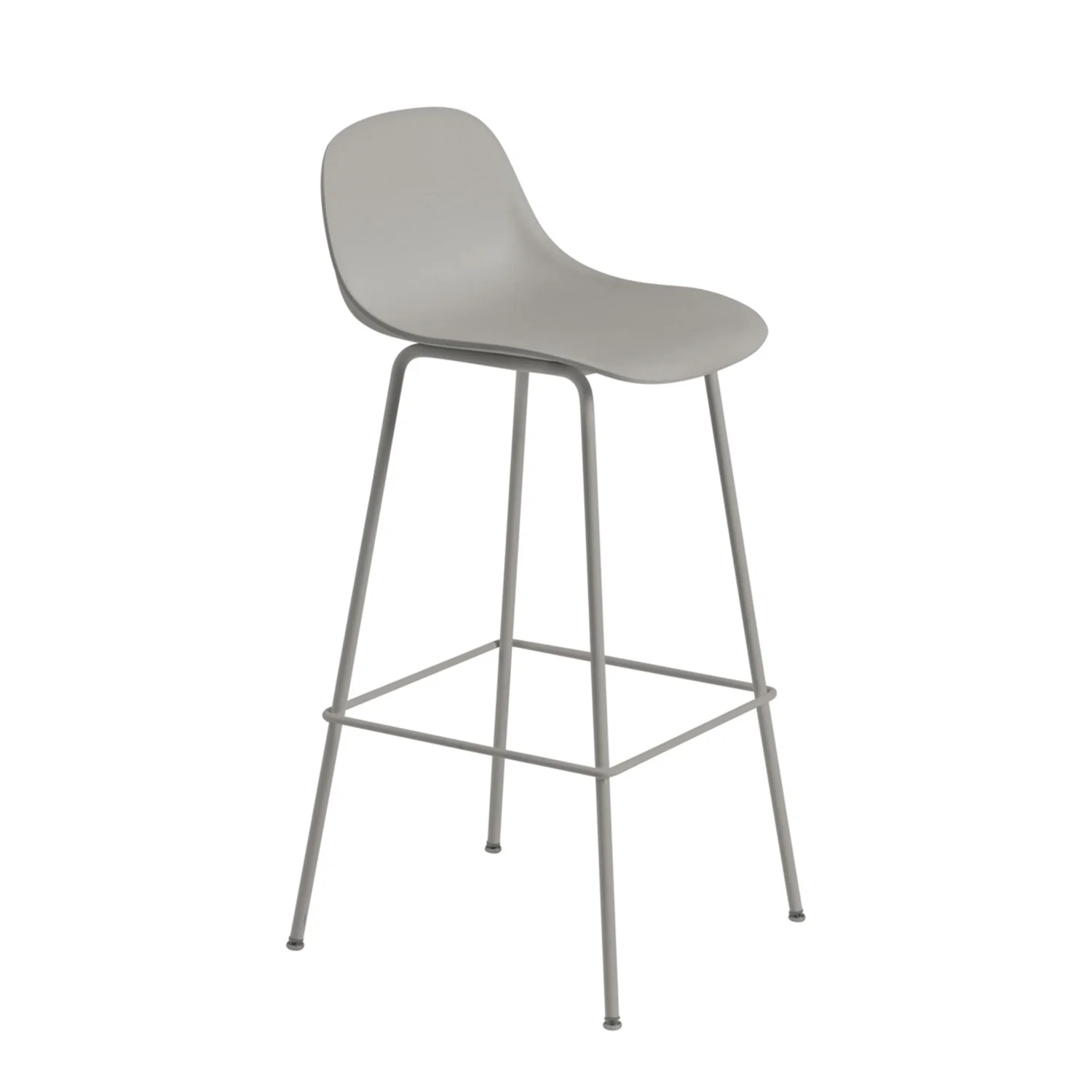 muuto | fiber bar stool backrest | tube base | 75cm grey recycled + grey ~ DC