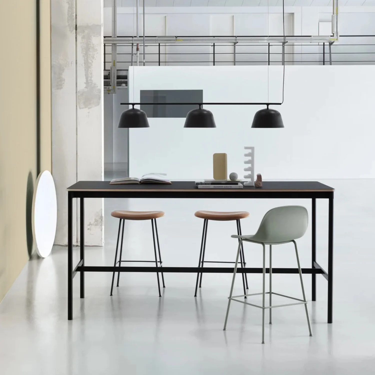 muuto | fiber bar stool backrest | tube base | 75cm grey recycled + grey ~ DC - Image 2