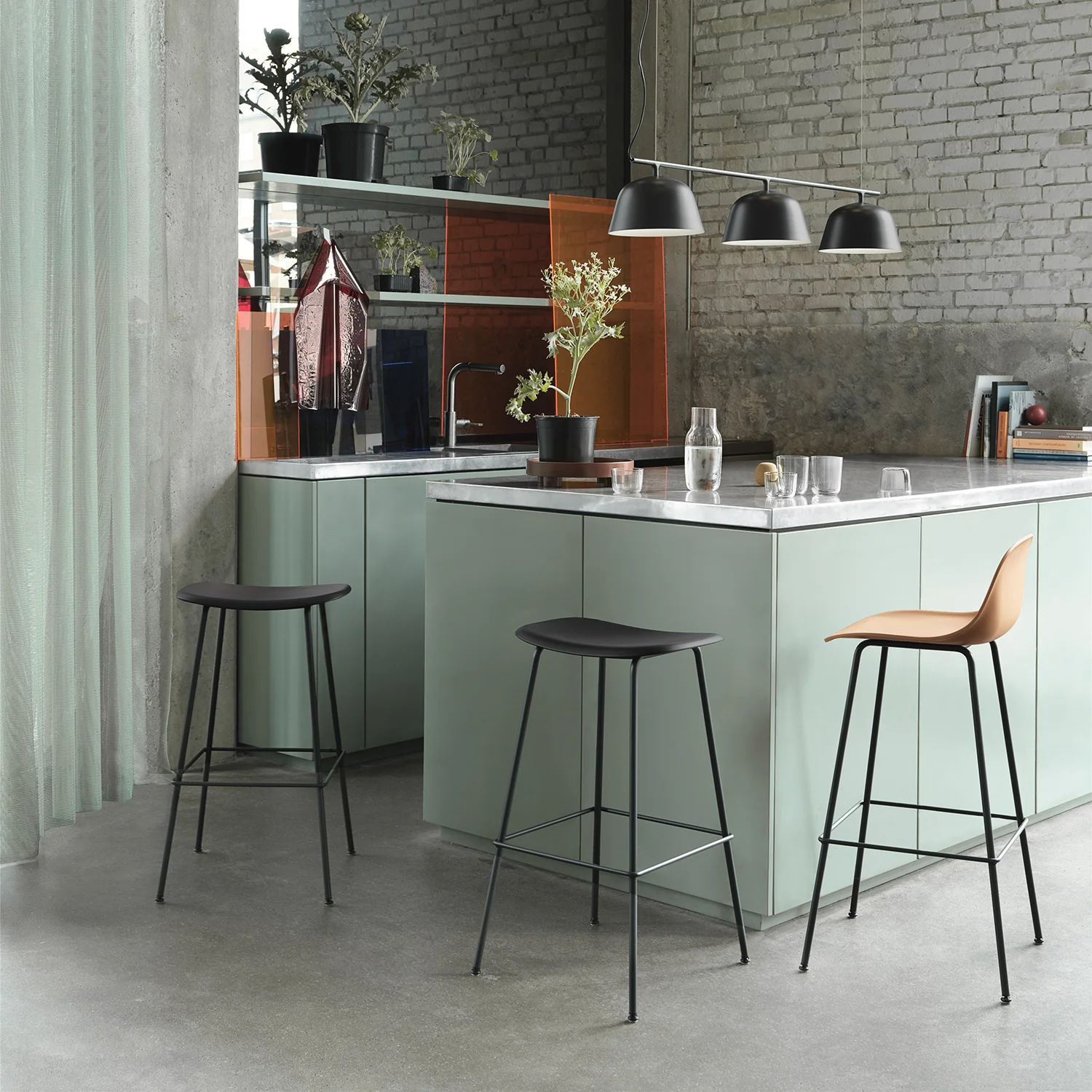 muuto | fiber bar stool backrest | tube base | 75cm grey recycled + grey ~ DC - Image 3