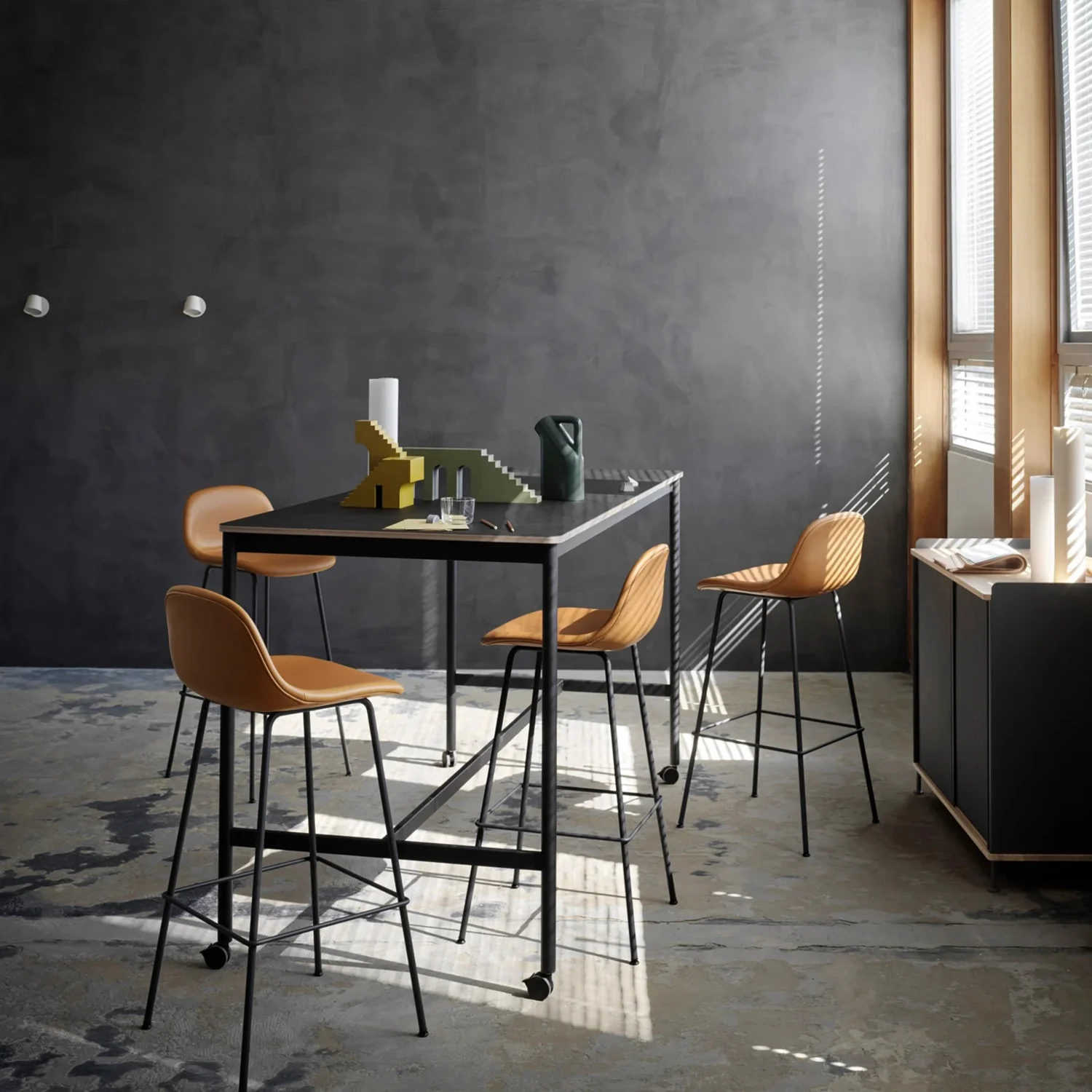 muuto | fiber bar stool backrest | tube base | 75cm grey recycled + grey ~ DC - Image 4