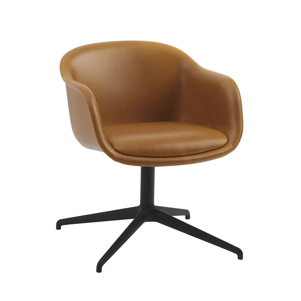 muuto | fiber conference armchair | swivel base | cognac leather + black ~ DC