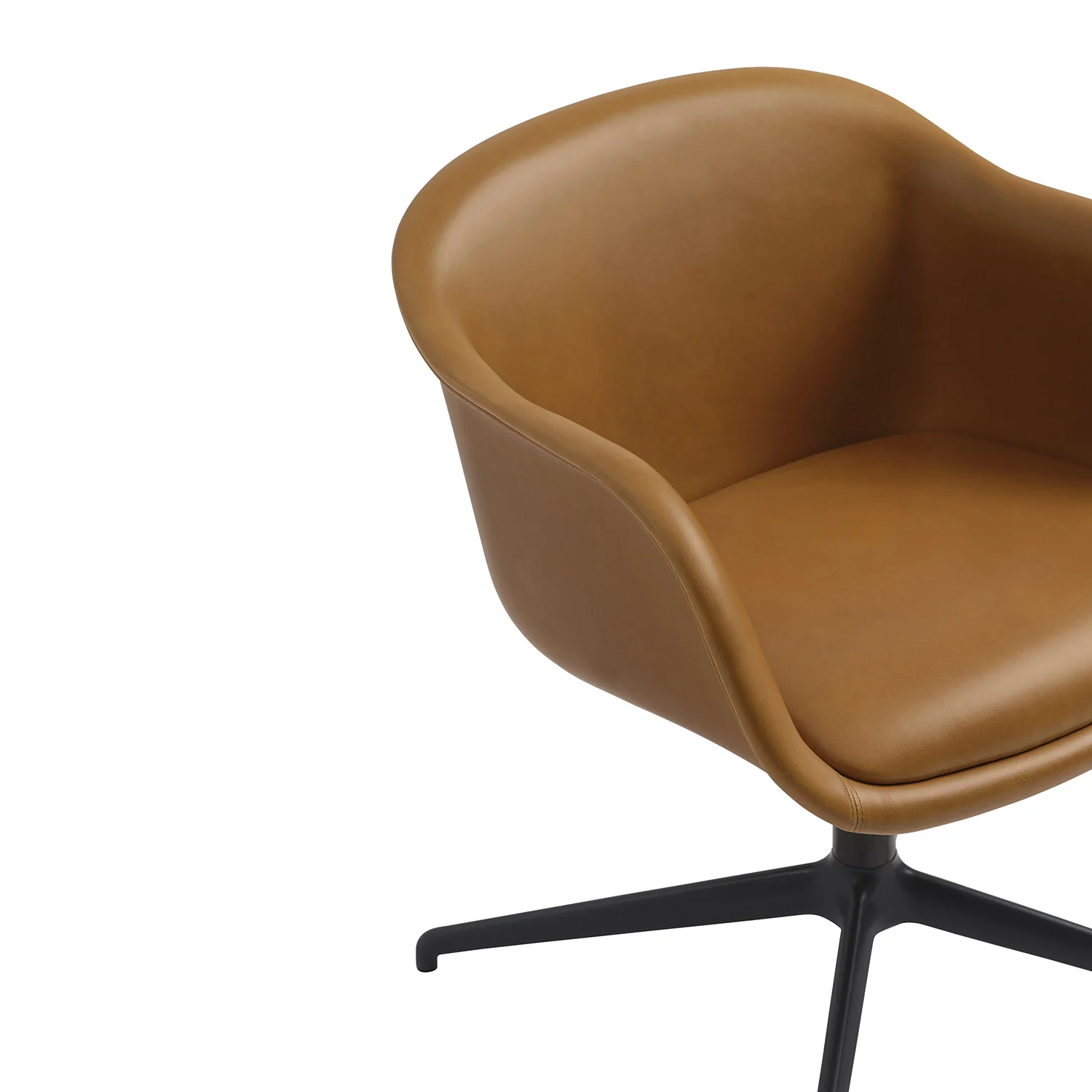 muuto | fiber conference armchair | swivel base | cognac leather + black ~ DC - Image 8