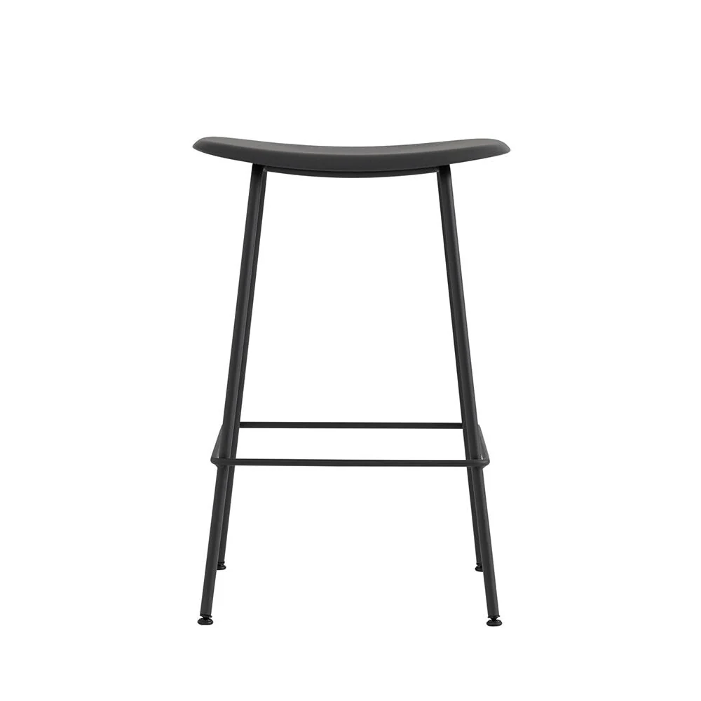 muuto | fiber counter stool | tube base | black recycled + anthracite black - Image 3