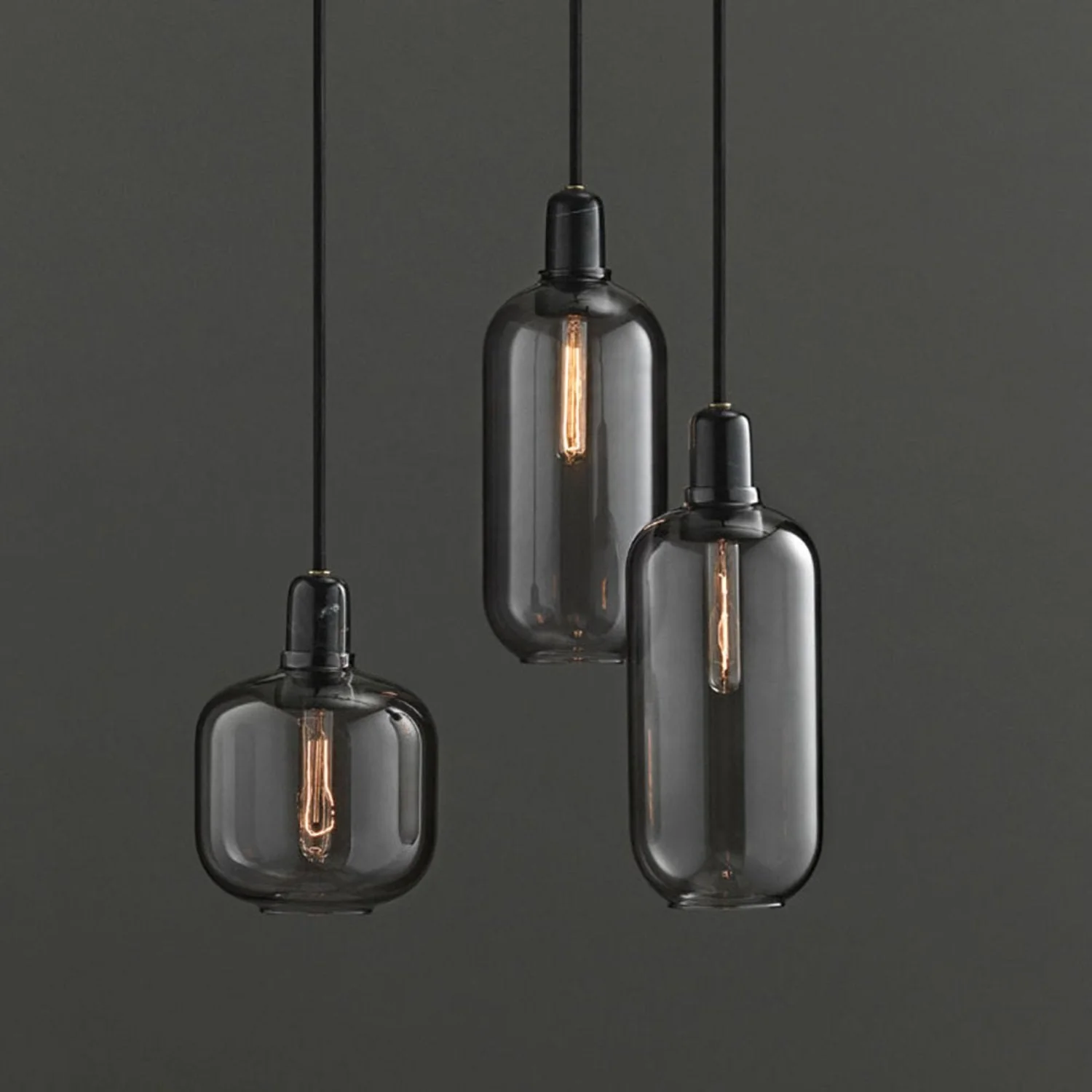 normann copenhagen | amp pendant lamp | smoke + black | small - EX DISPLAY - Image 5
