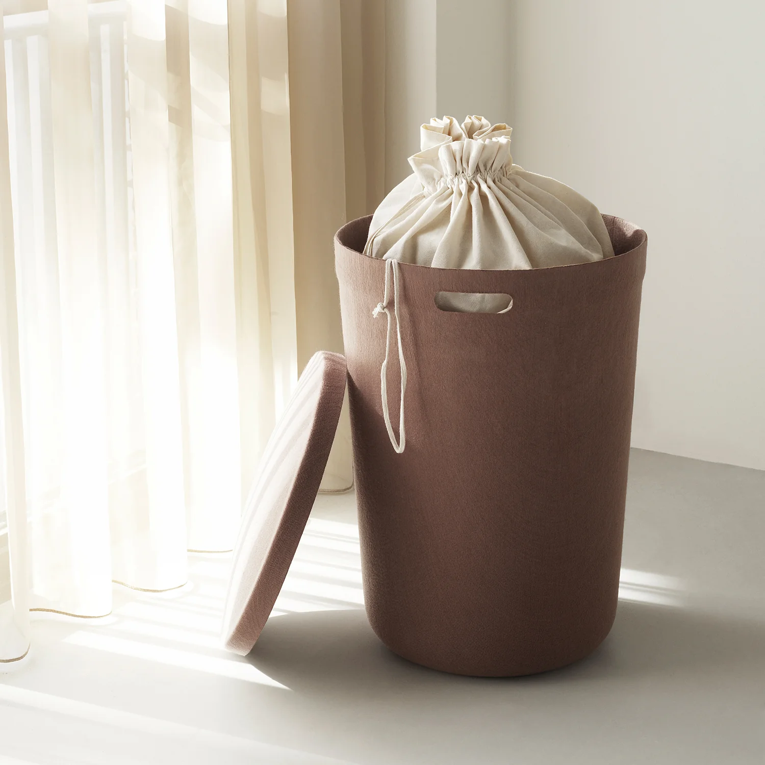 normann copenhagen | hide laundry basket | brown - Image 2