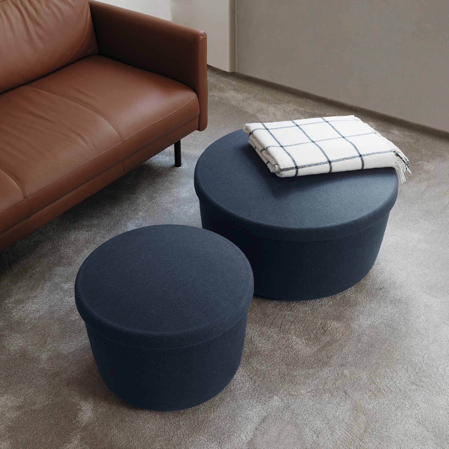normann copenhagen | hide storage pouf | large blue - Image 3