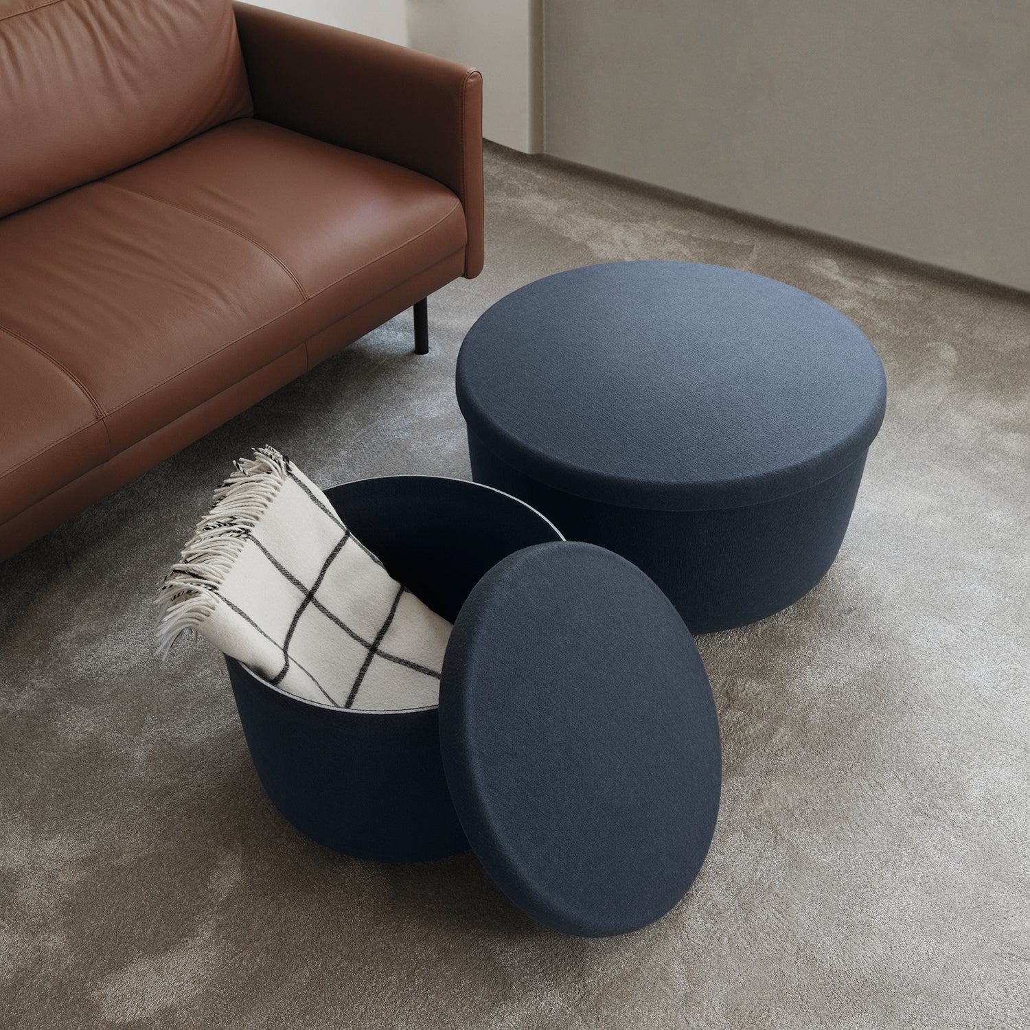 normann copenhagen | hide storage pouf | large blue - Image 5