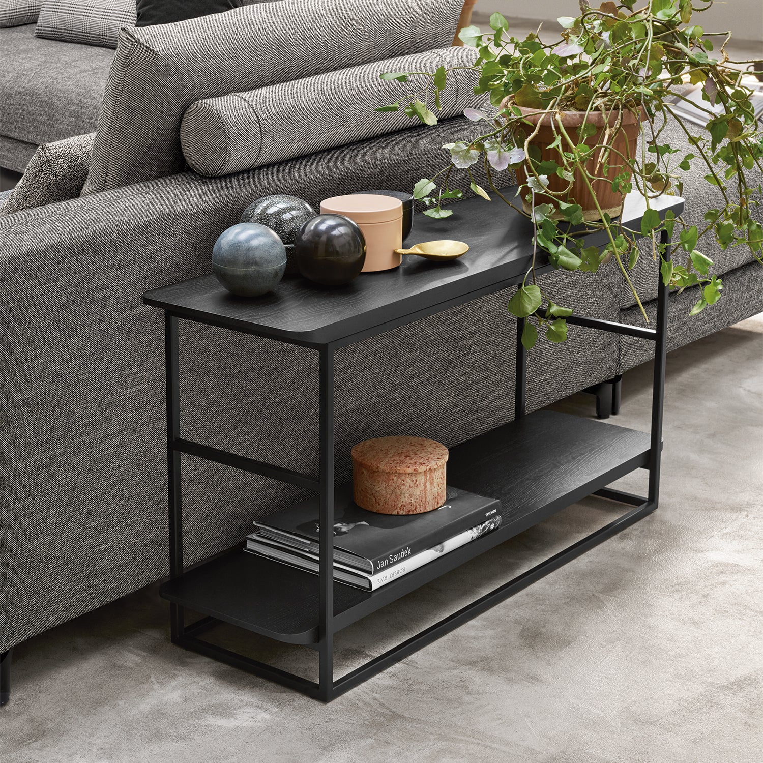 rolf benz | 987 coffee table | stone graphite brown + american walnut + marrone metallic frame - Image 26