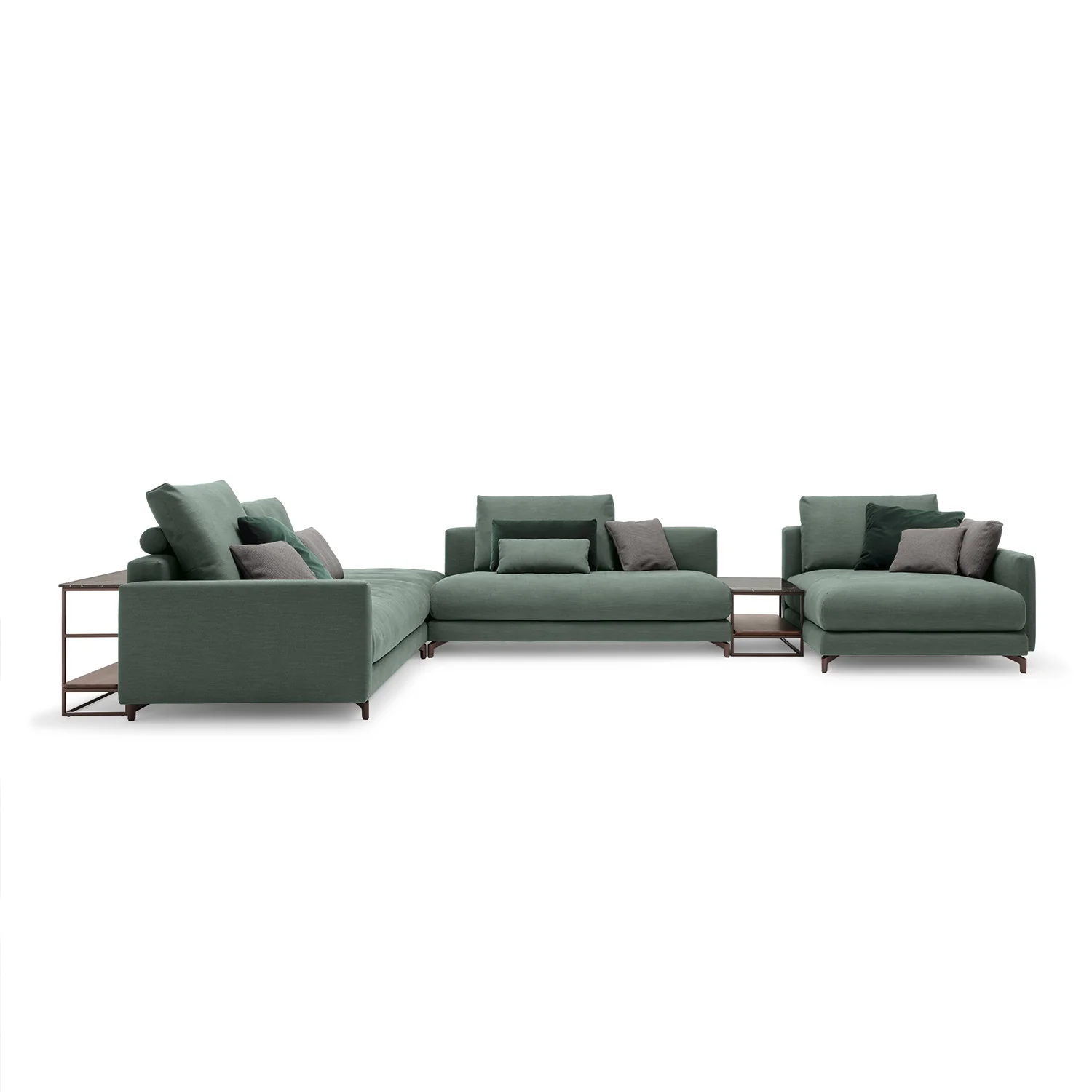 rolf benz | nuvola sofa + footstool | fabric beige grey 26384 + marrone metallic legs - Image 10